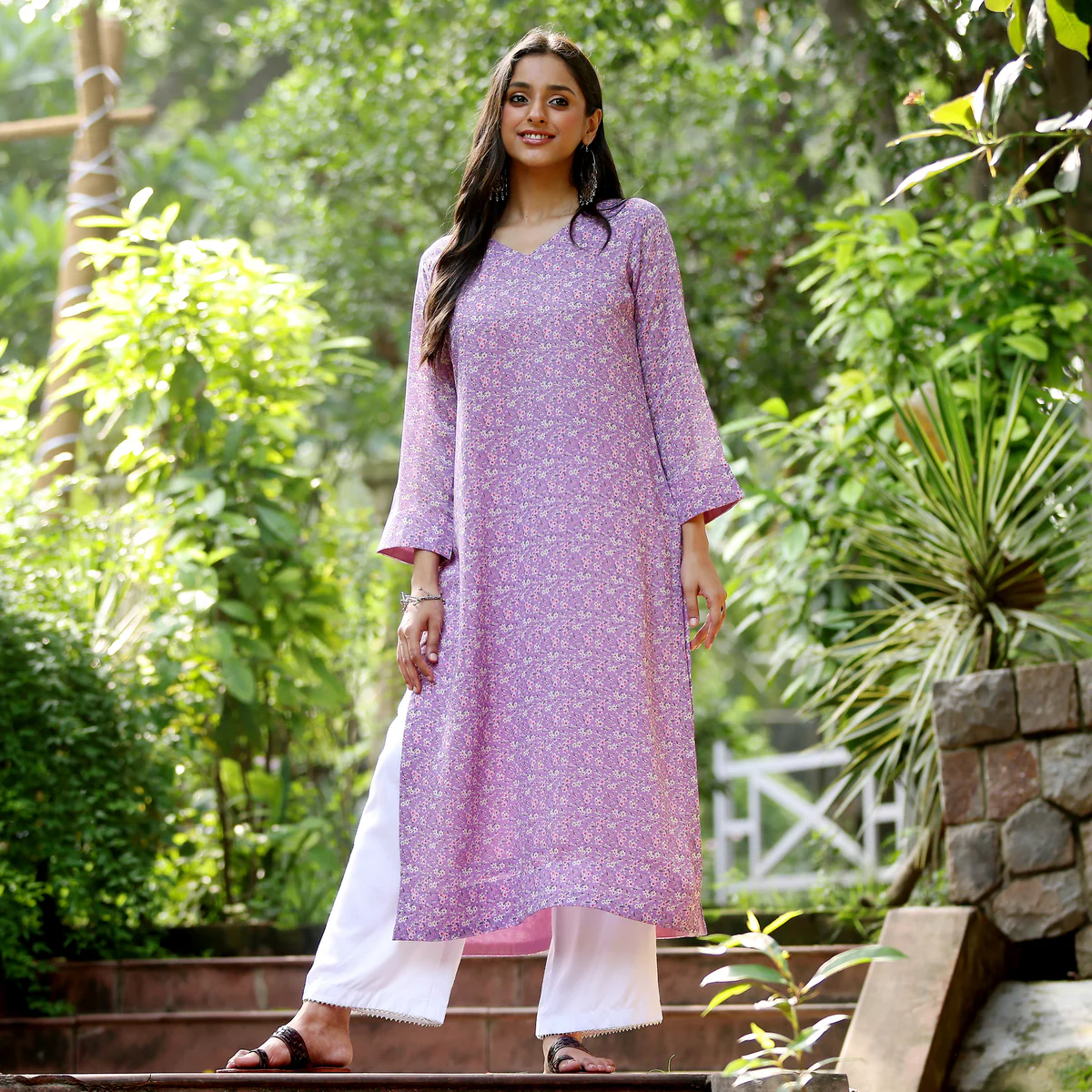 Aaboli Floral Straight georgette Kurta - Image 3