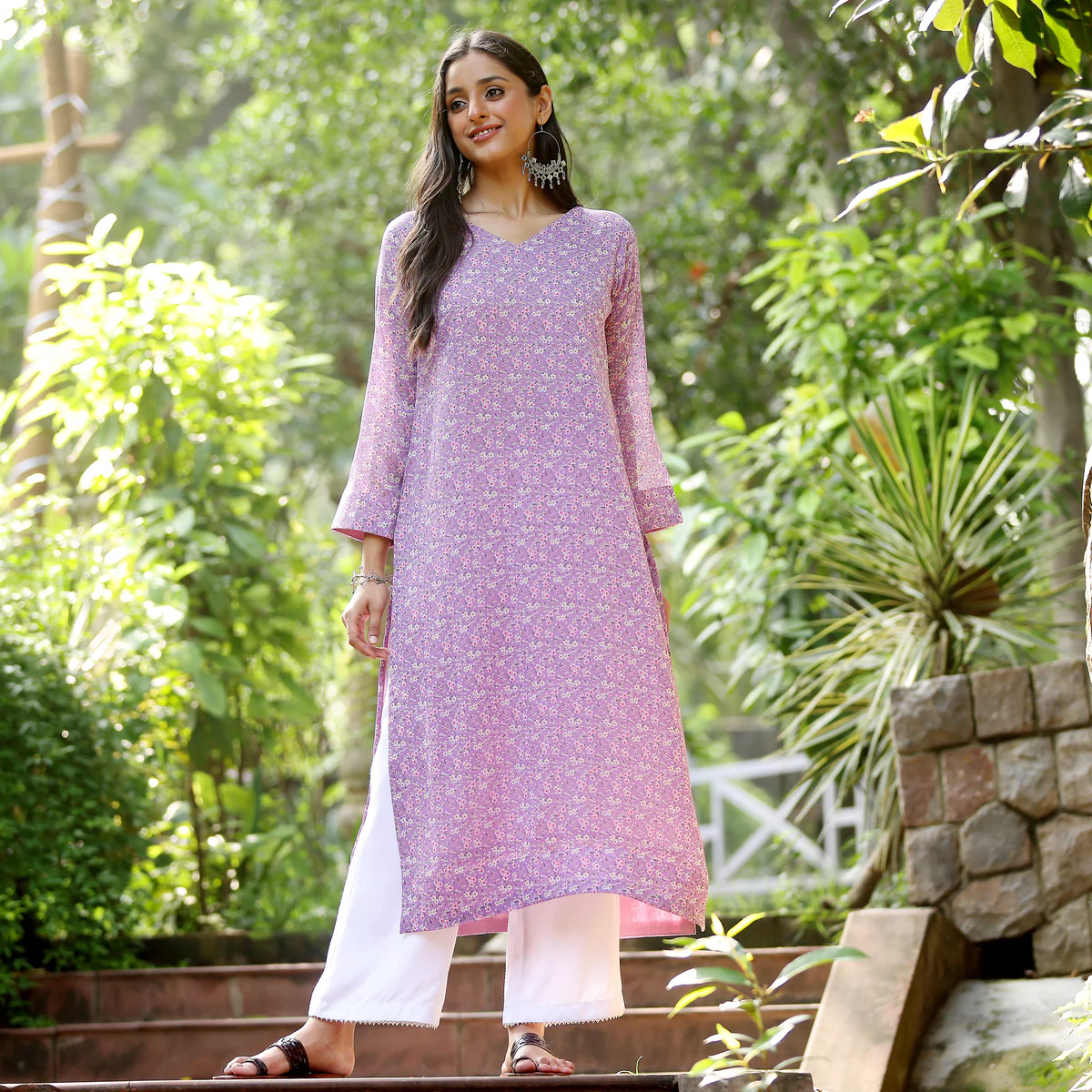 Aaboli Floral Straight georgette Kurta - Image 5