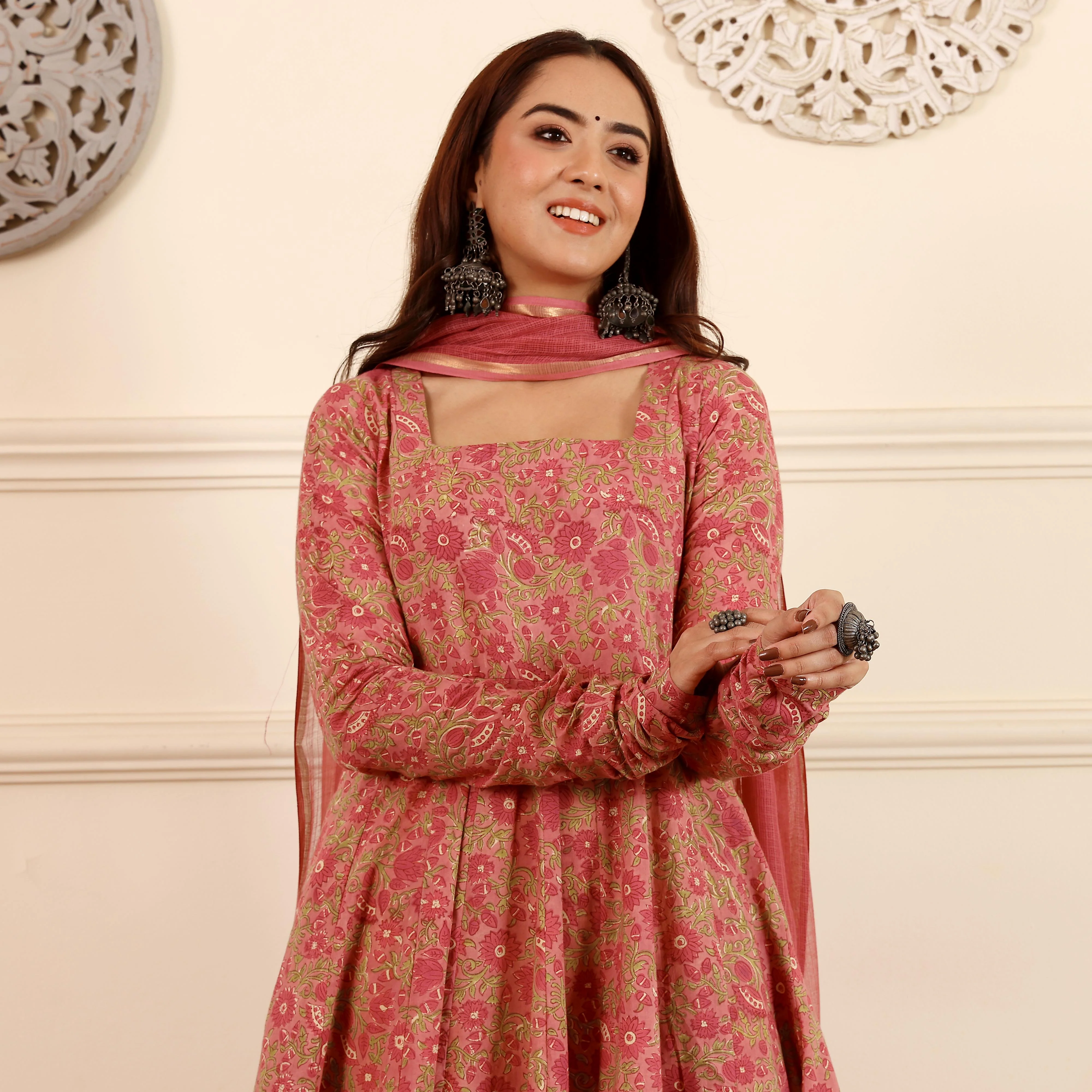 Adanya Hand Block Cotton Kalidar Set - Image 2