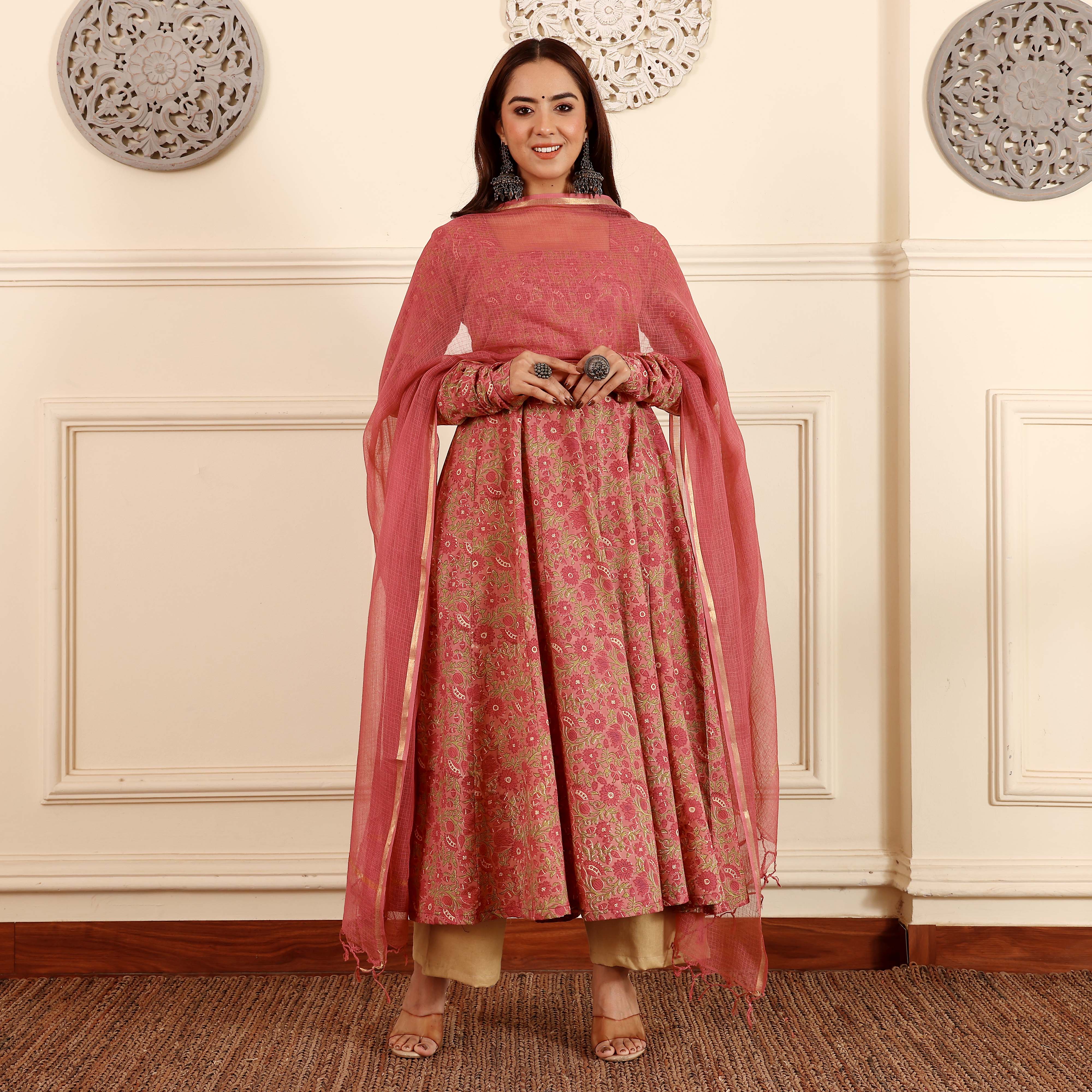 Adanya Hand Block Cotton Kalidar Set - Image 3