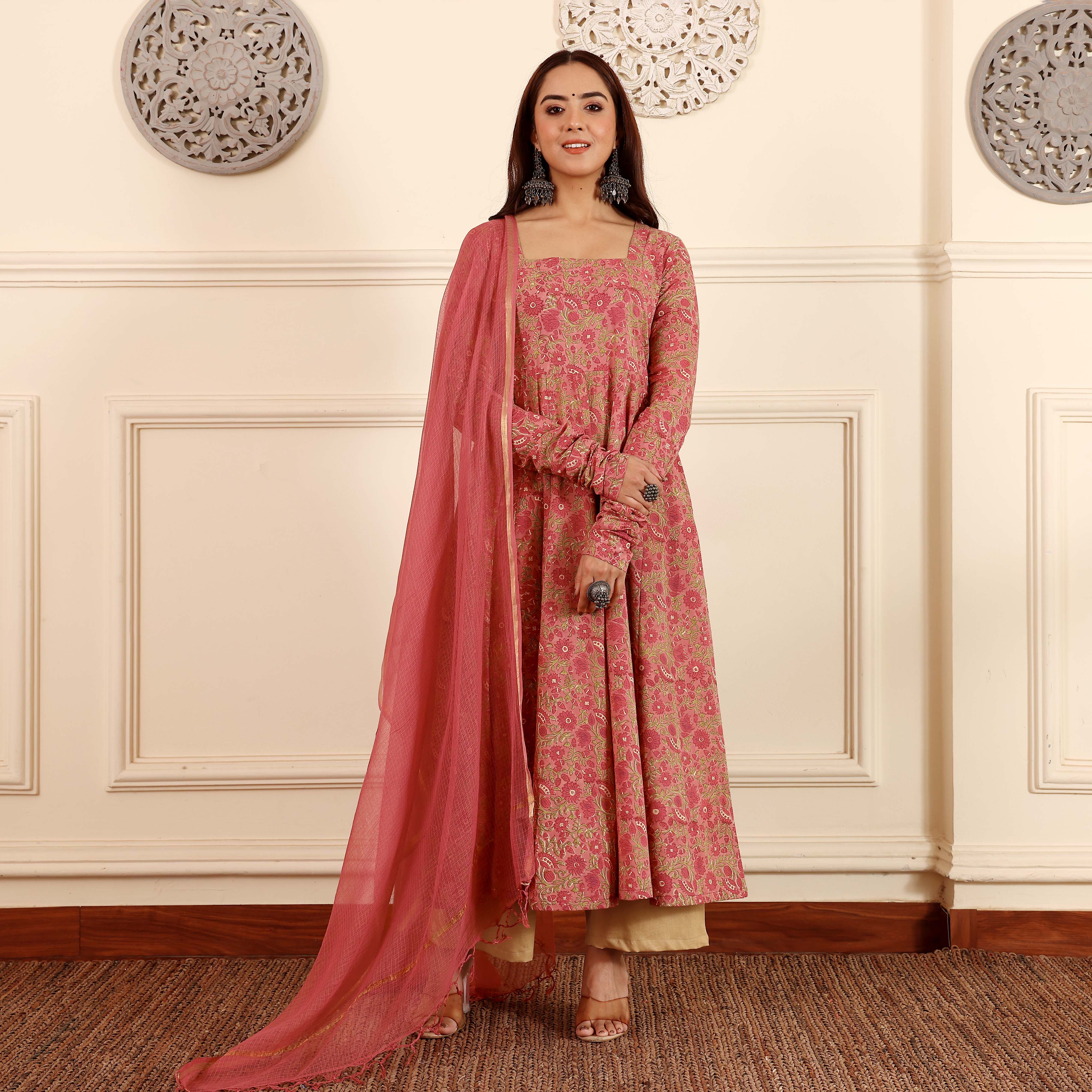 Adanya Hand Block Cotton Kalidar Set - Image 4