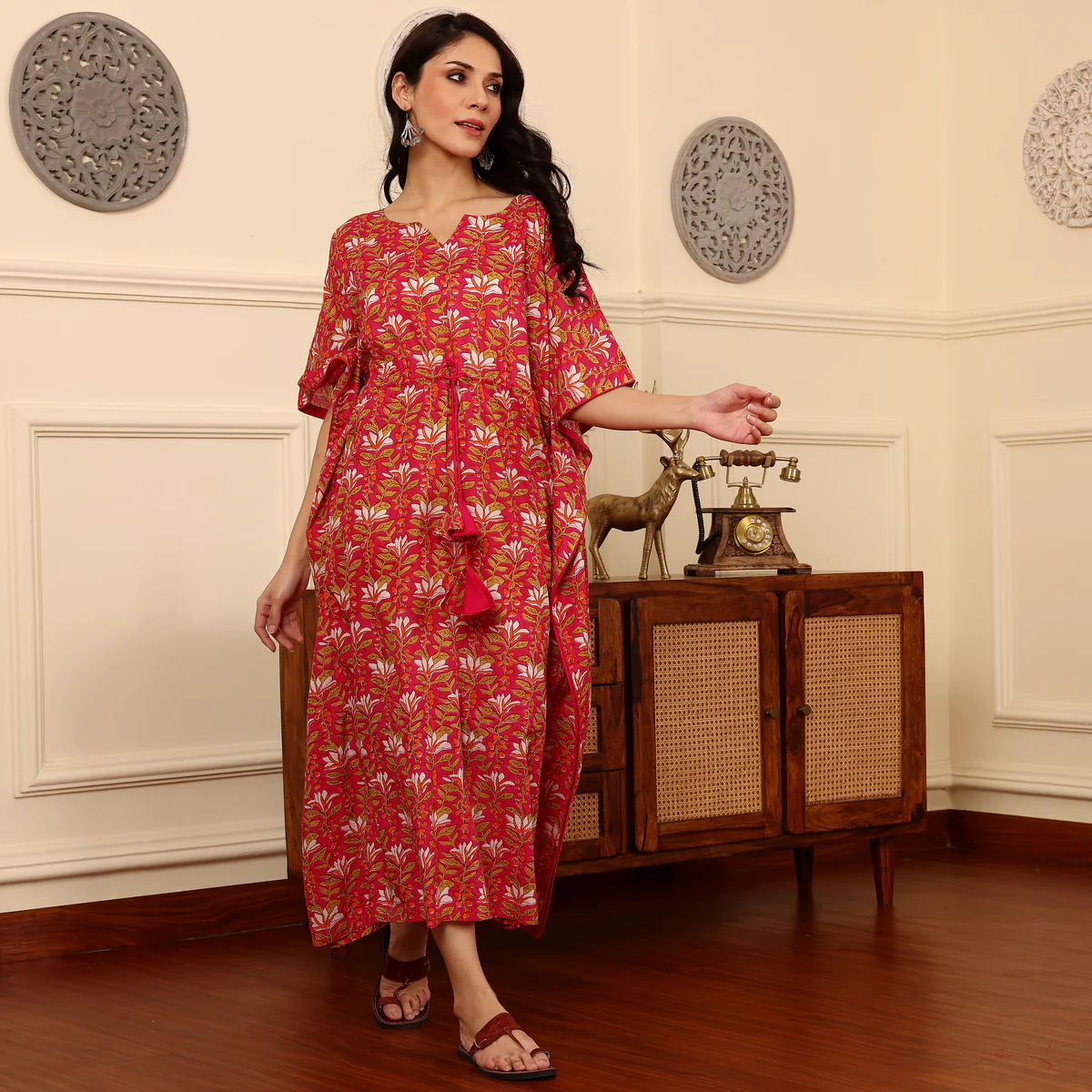 Afsa Cotton Printed Kaftan - Image 4