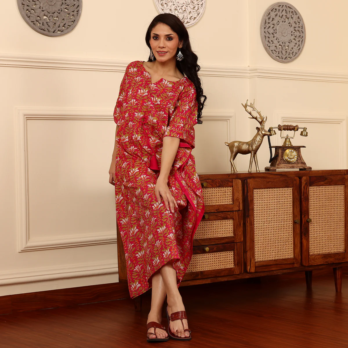Afsa Cotton Printed Kaftan - Image 6