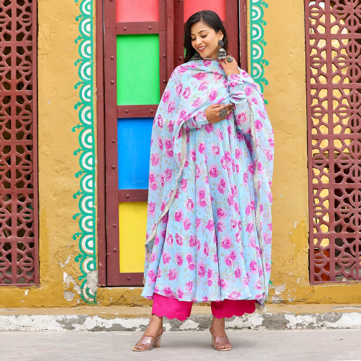 Anasha Rose Georgette Set - Image 6