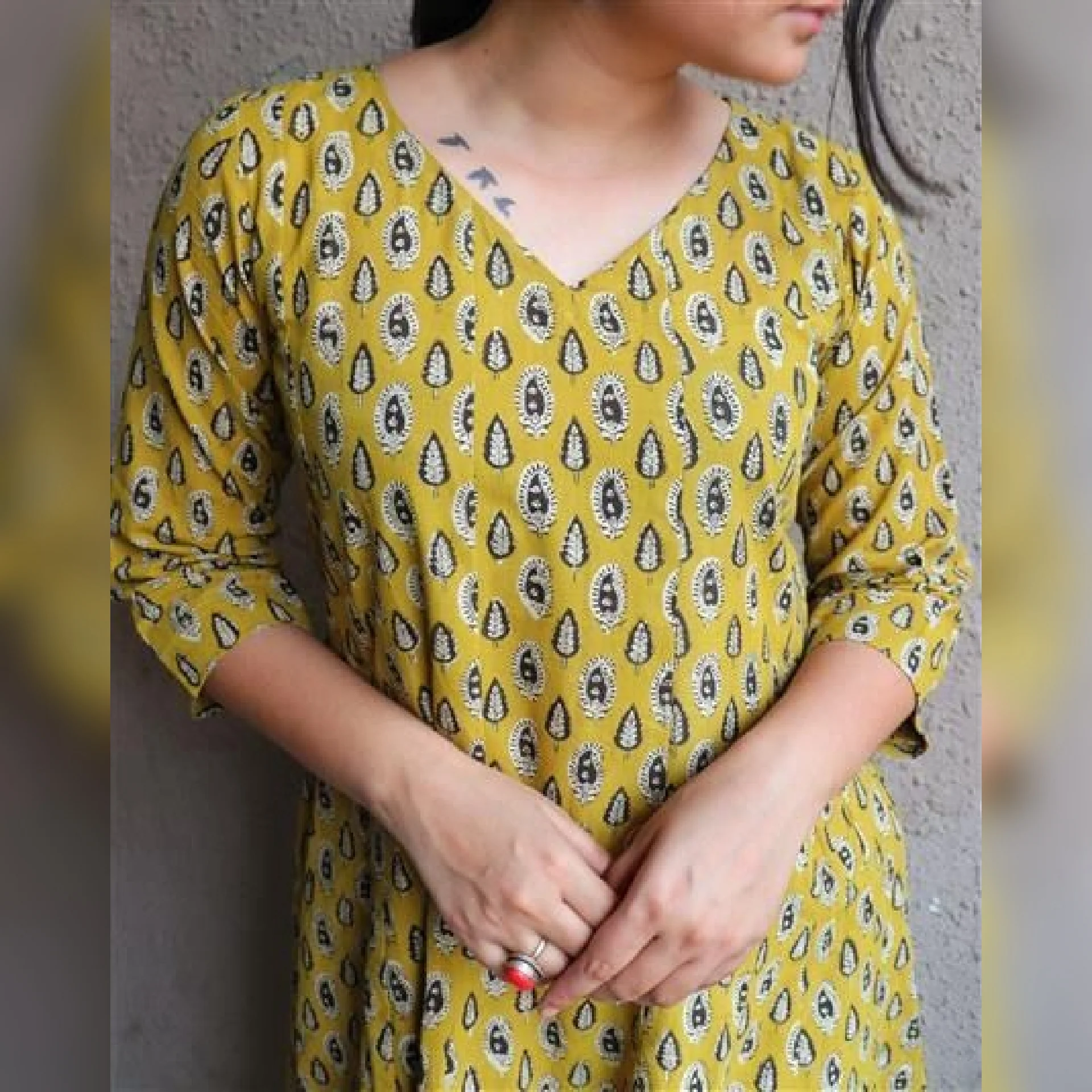 Baaruni Mustard Kurta - Image 3