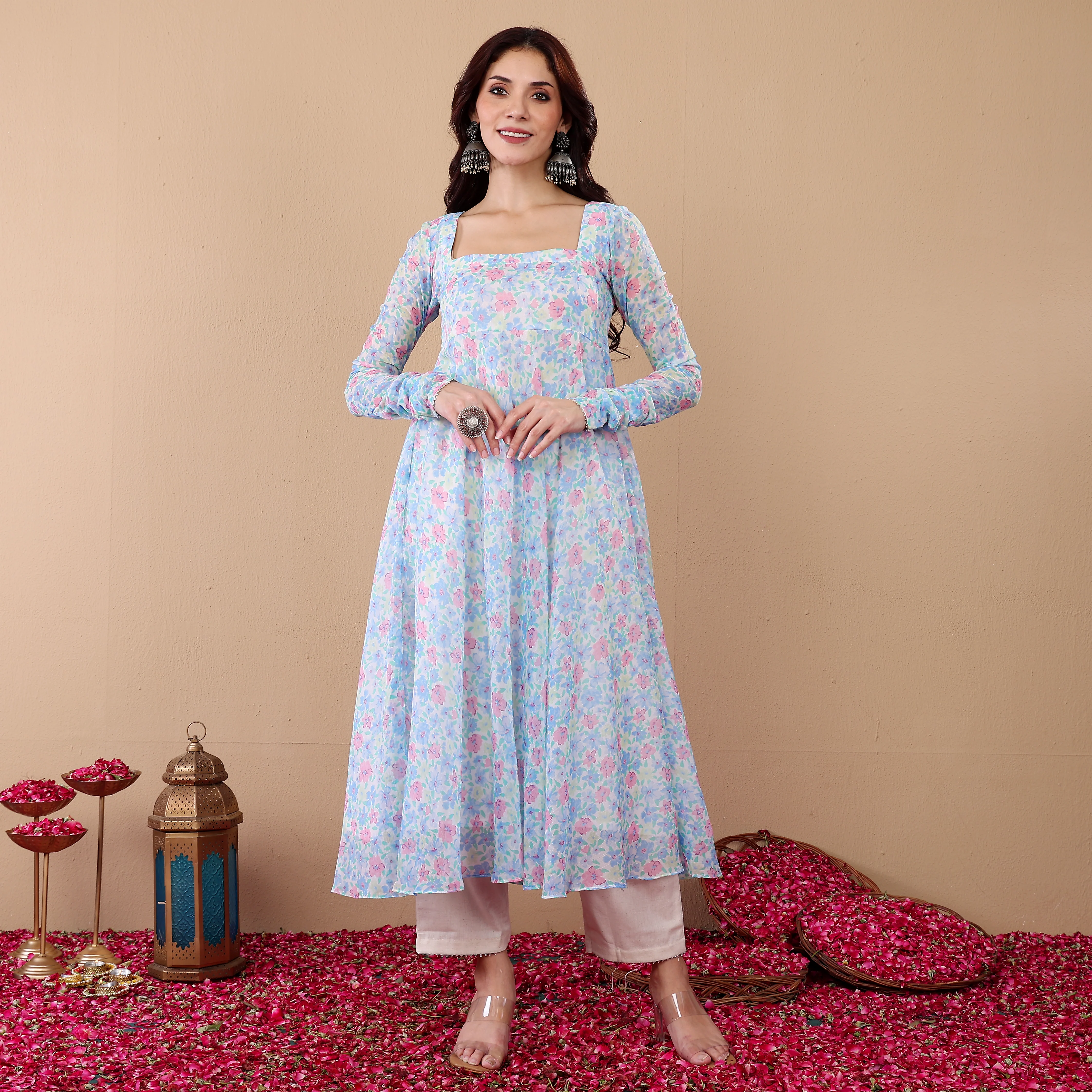 Bina Floral Chiffon Kurta - Image 2