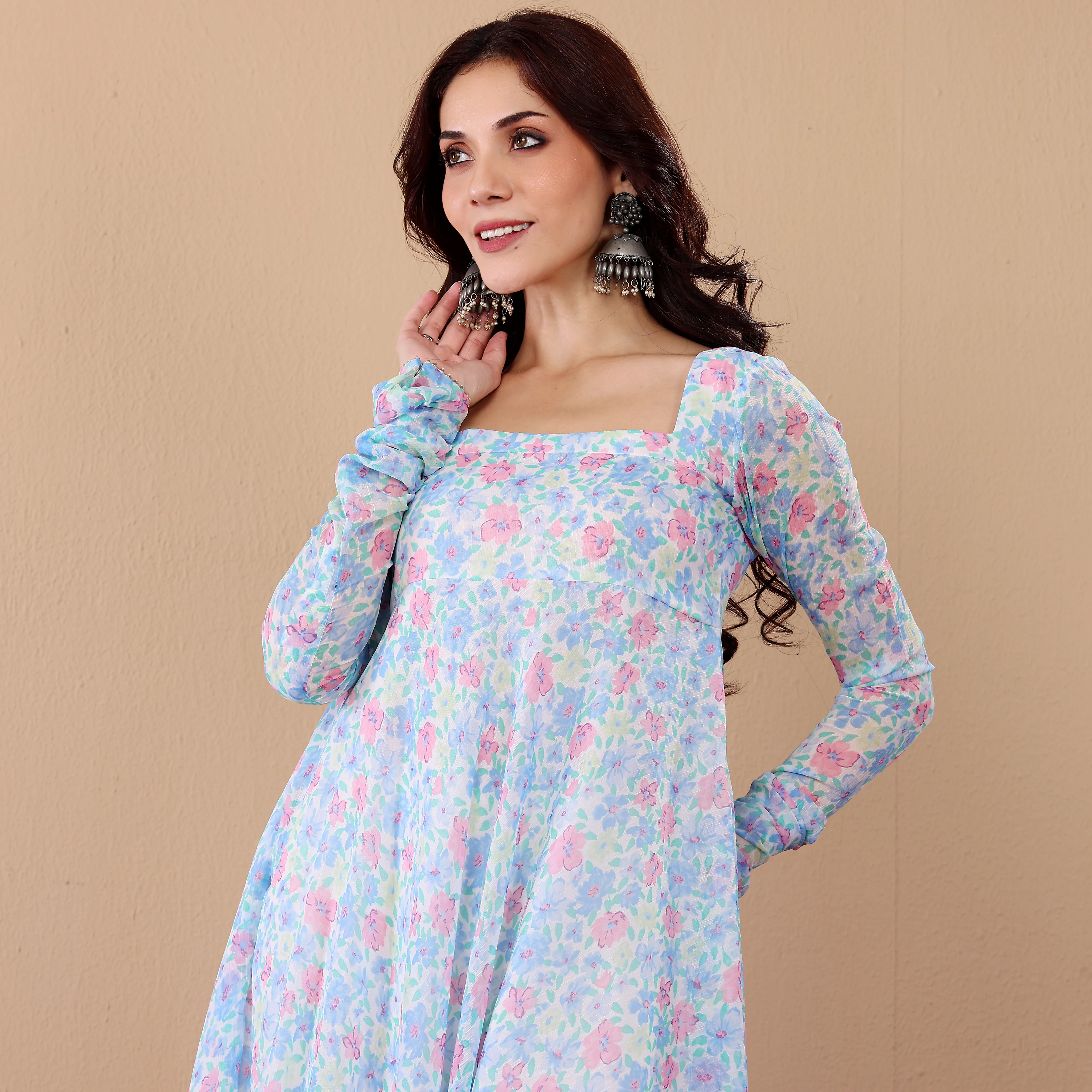 Bina Floral Chiffon Kurta - Image 3