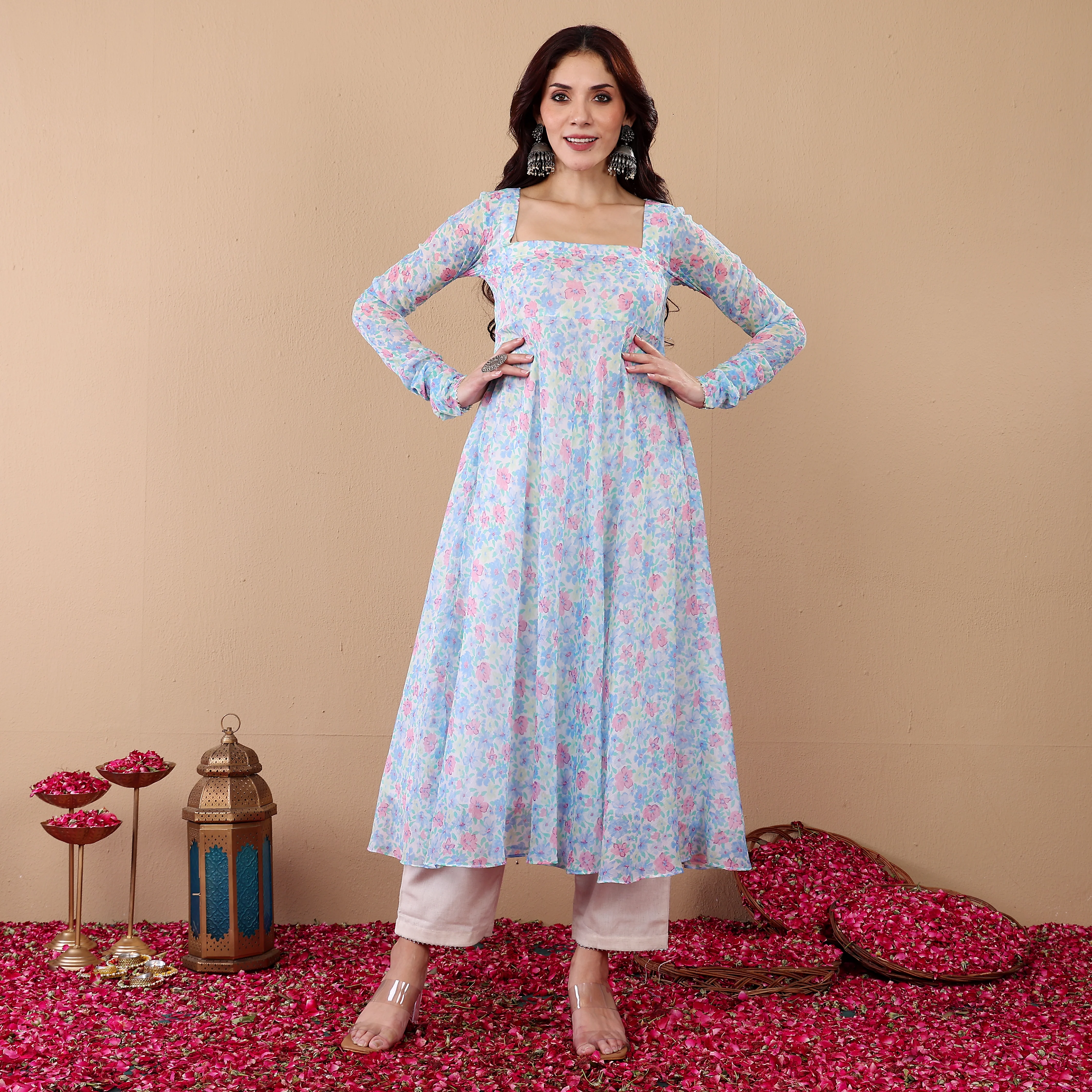 Bina Floral Chiffon Kurta - Image 4