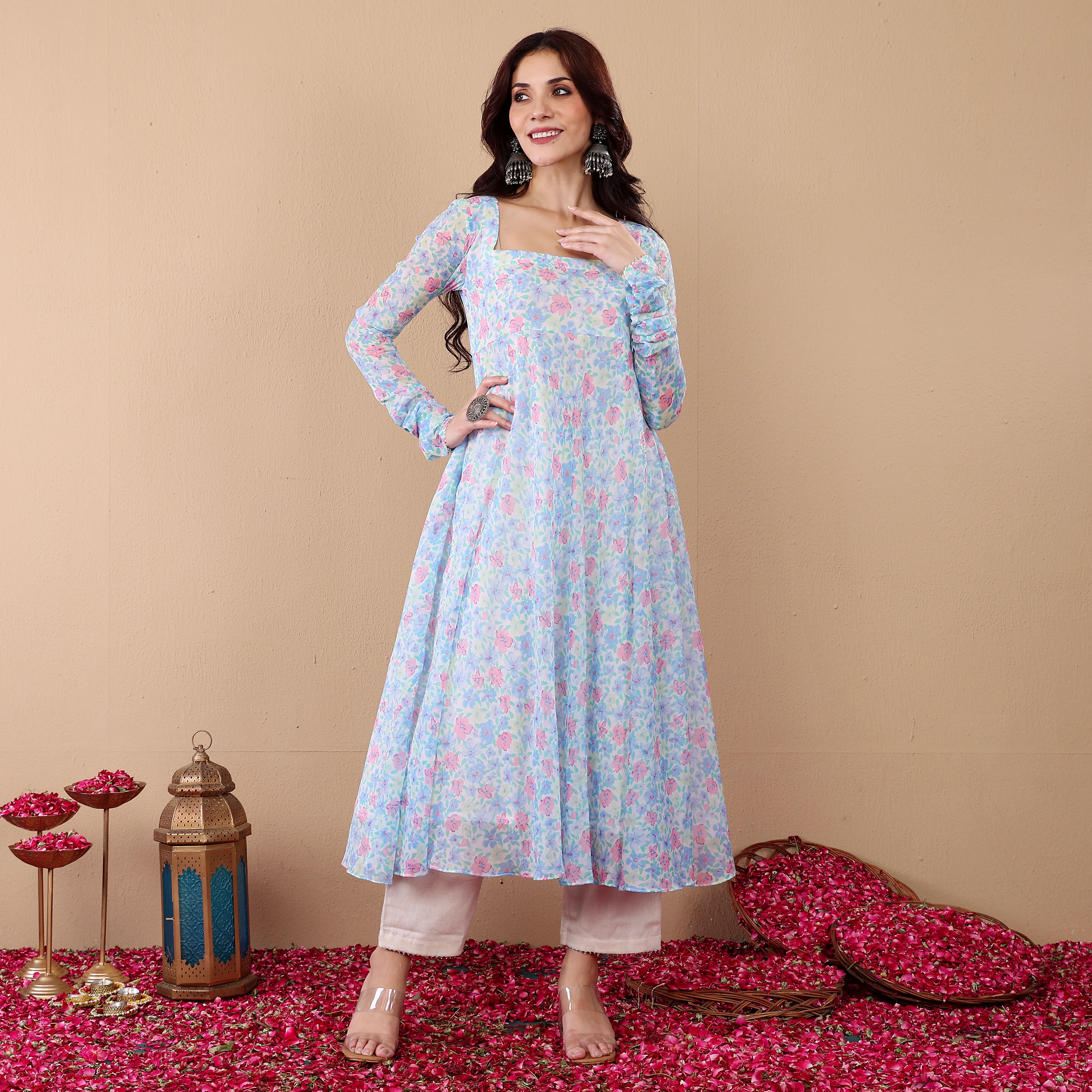 Bina Floral Chiffon Kurta - Image 5