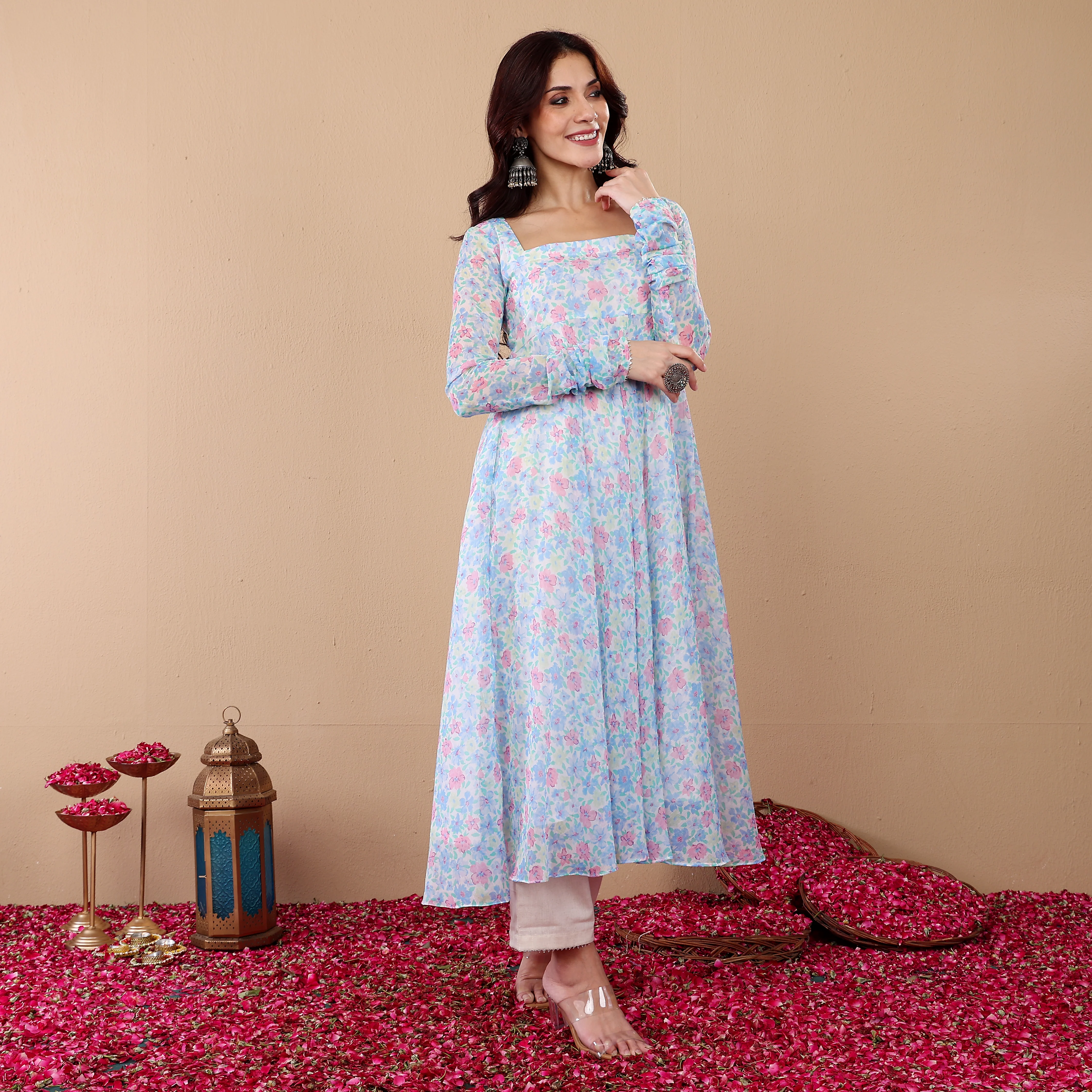 Bina Floral Chiffon Kurta - Image 6