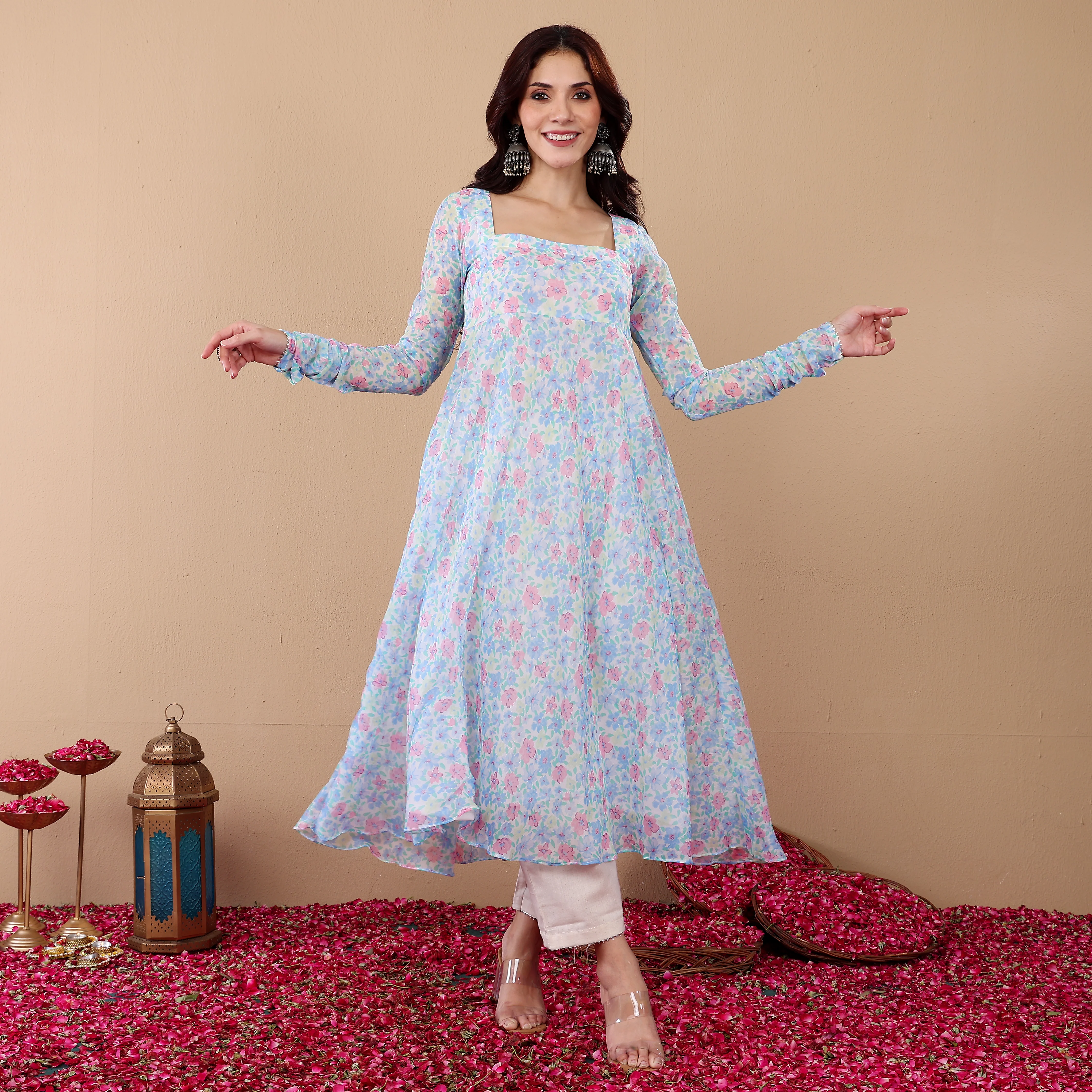 Bina Floral Chiffon Kurta - Image 8
