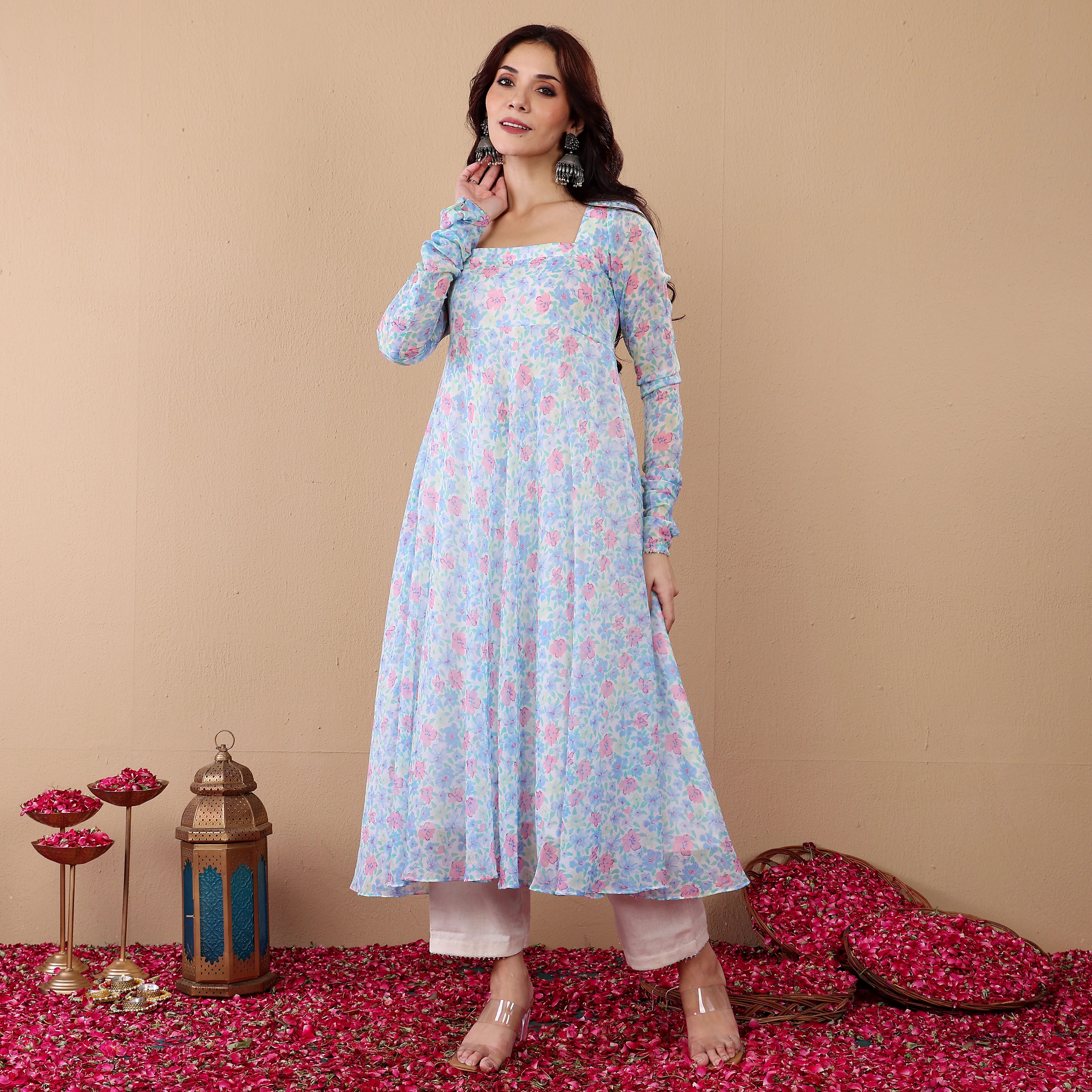 Bina Floral Chiffon Kurta - Image 9