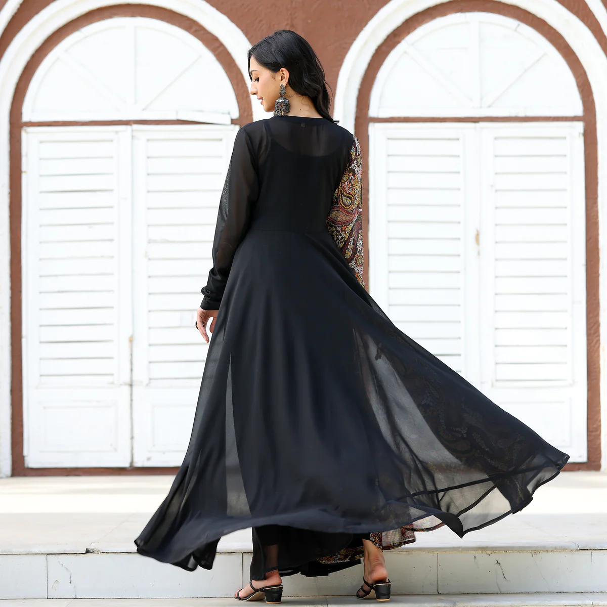 Black Shrug Angrakha Georgette Set - Image 11