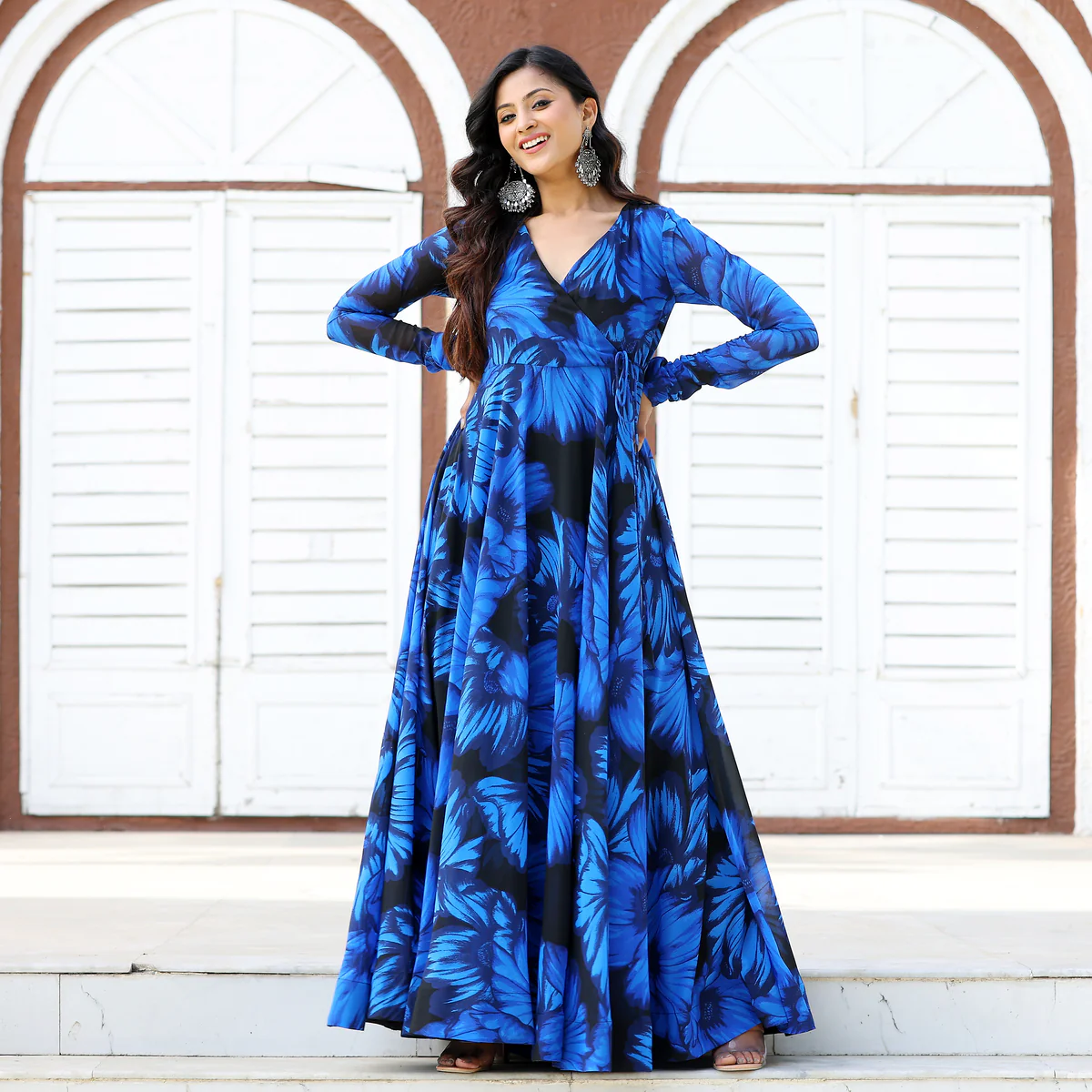 Blue Godavari Floral Georgette Angrakha - Image 6