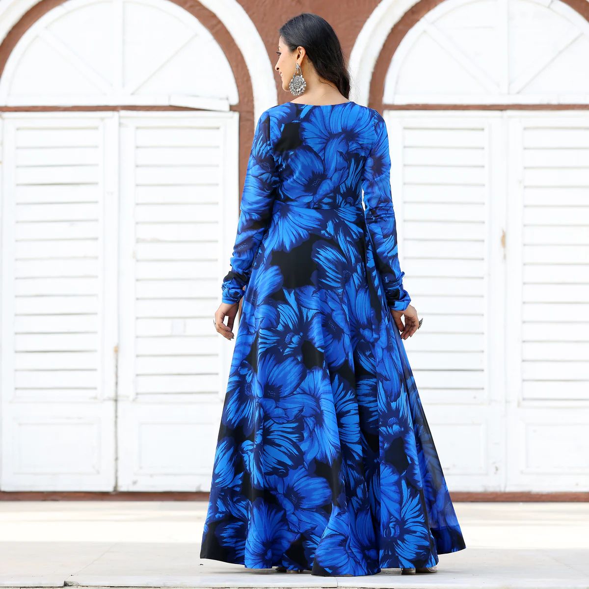 Blue Godavari Floral Georgette Angrakha - Image 7