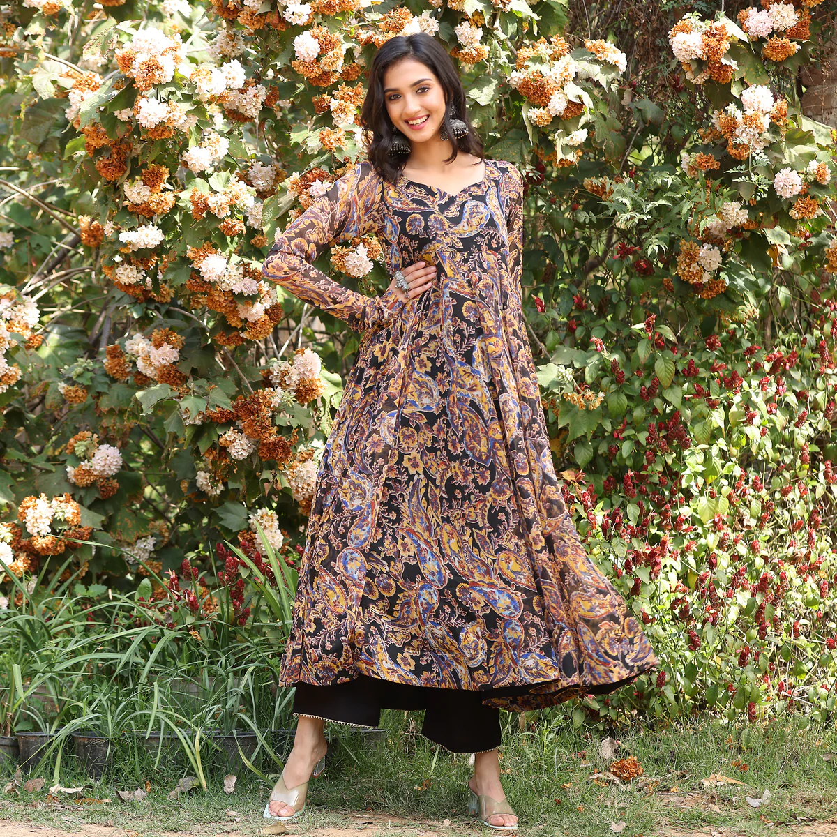 Brown Black Paisely Kameez - Image 7