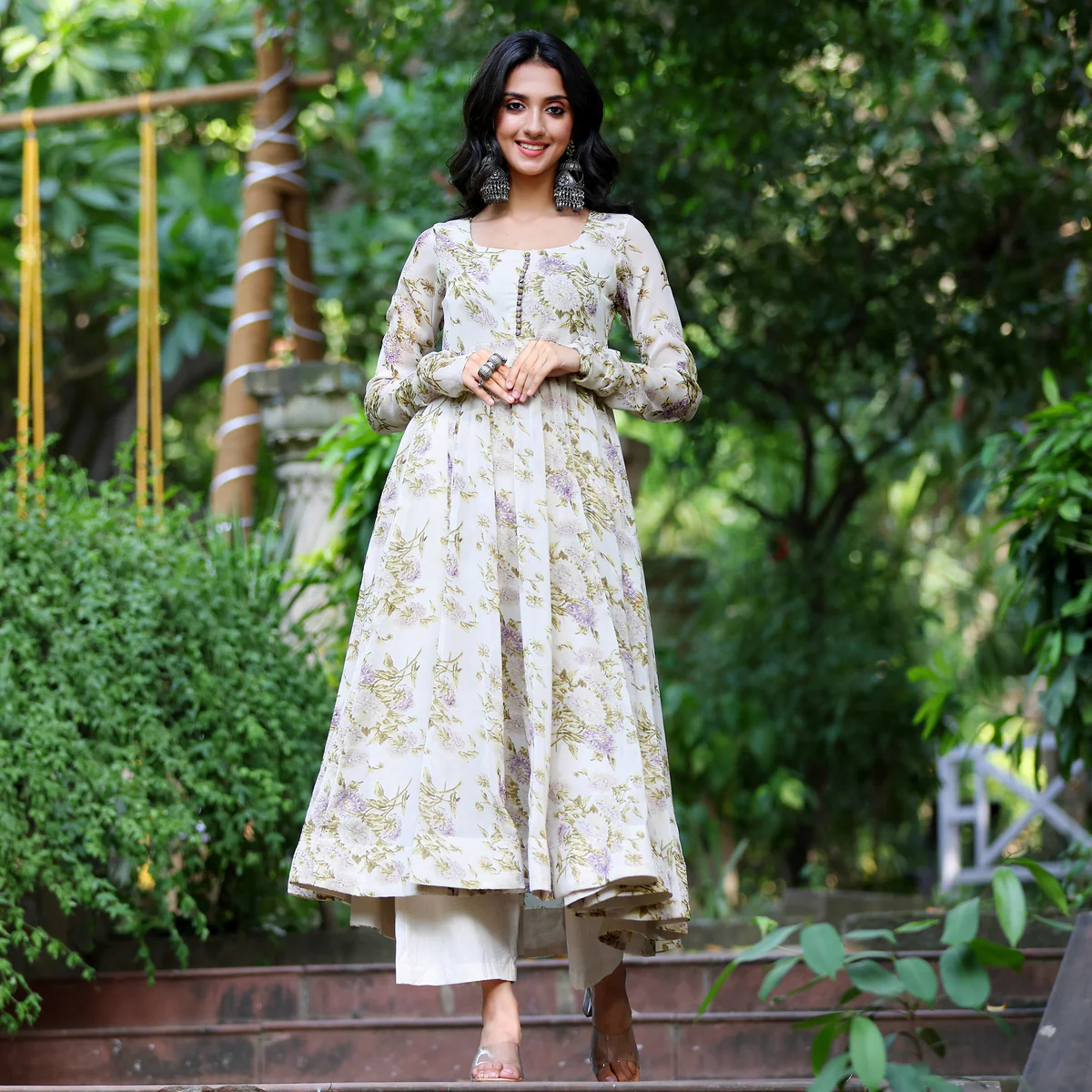 Esha Floral Georgette Kurta - Image 4