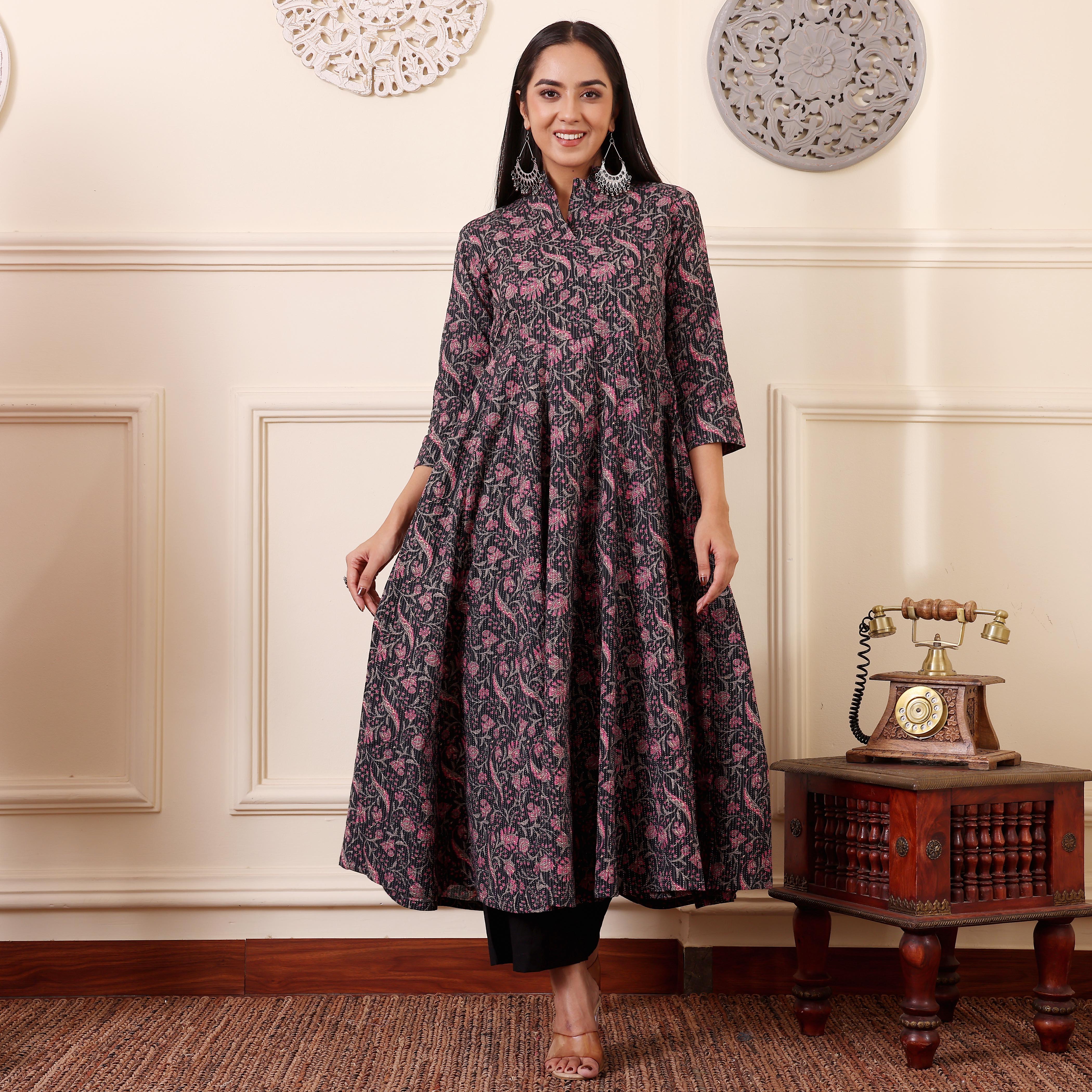 Faina Kantha Cotton Kurta - Image 2