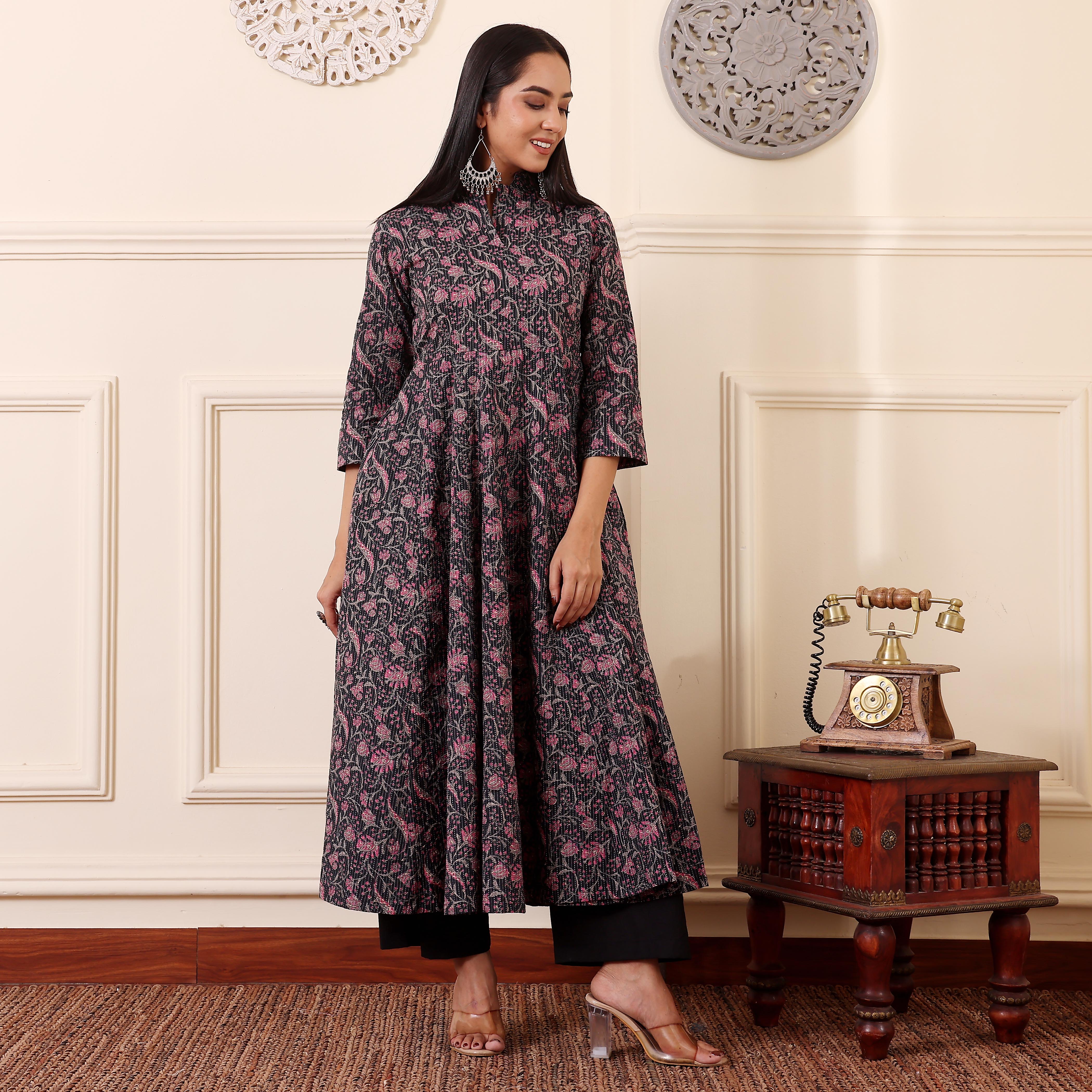 Faina Kantha Cotton Kurta - Image 5