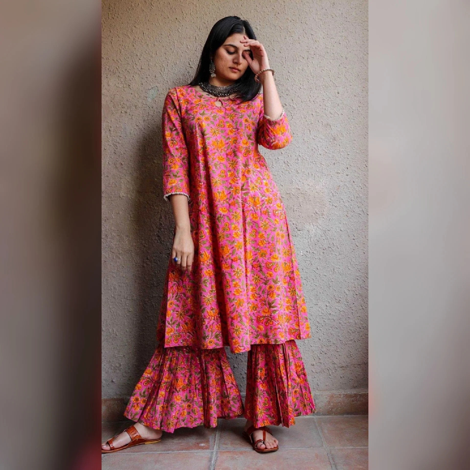 Fareeda  Block Print Sharara Set - Image 3