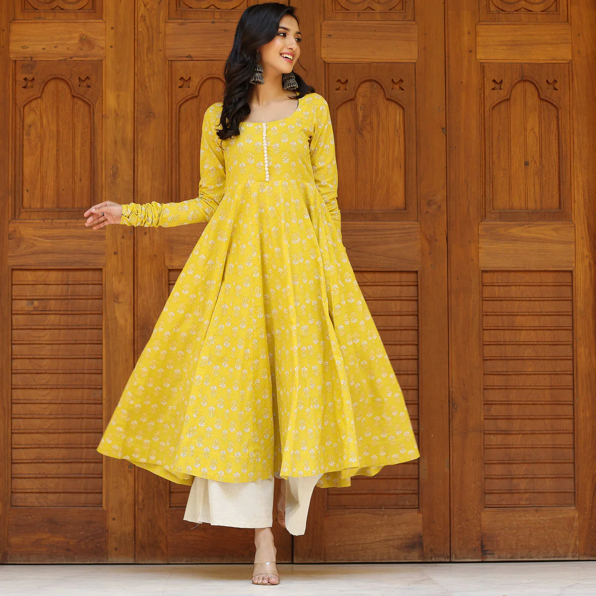 Farida Yellow  Cotton Kurta - Image 2