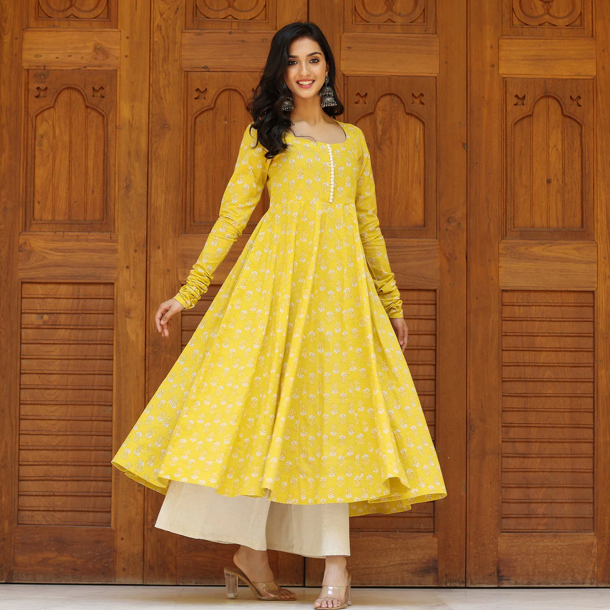 Farida Yellow  Cotton Kurta - Image 3