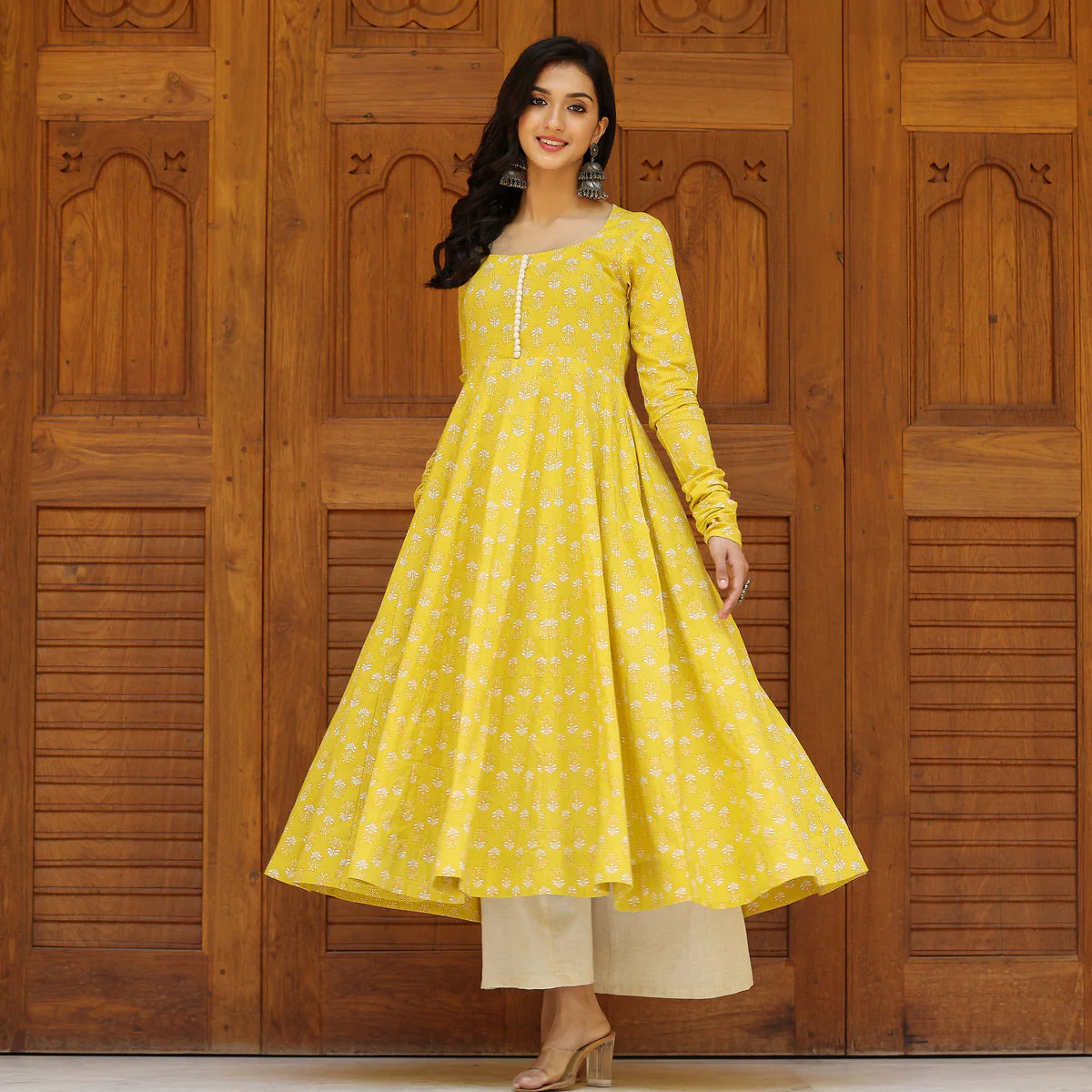 Farida Yellow  Cotton Kurta - Image 4