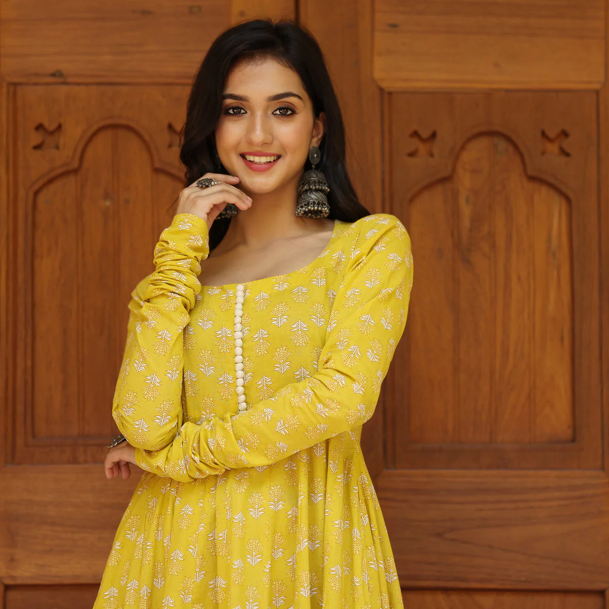 Farida Yellow  Cotton Kurta - Image 5
