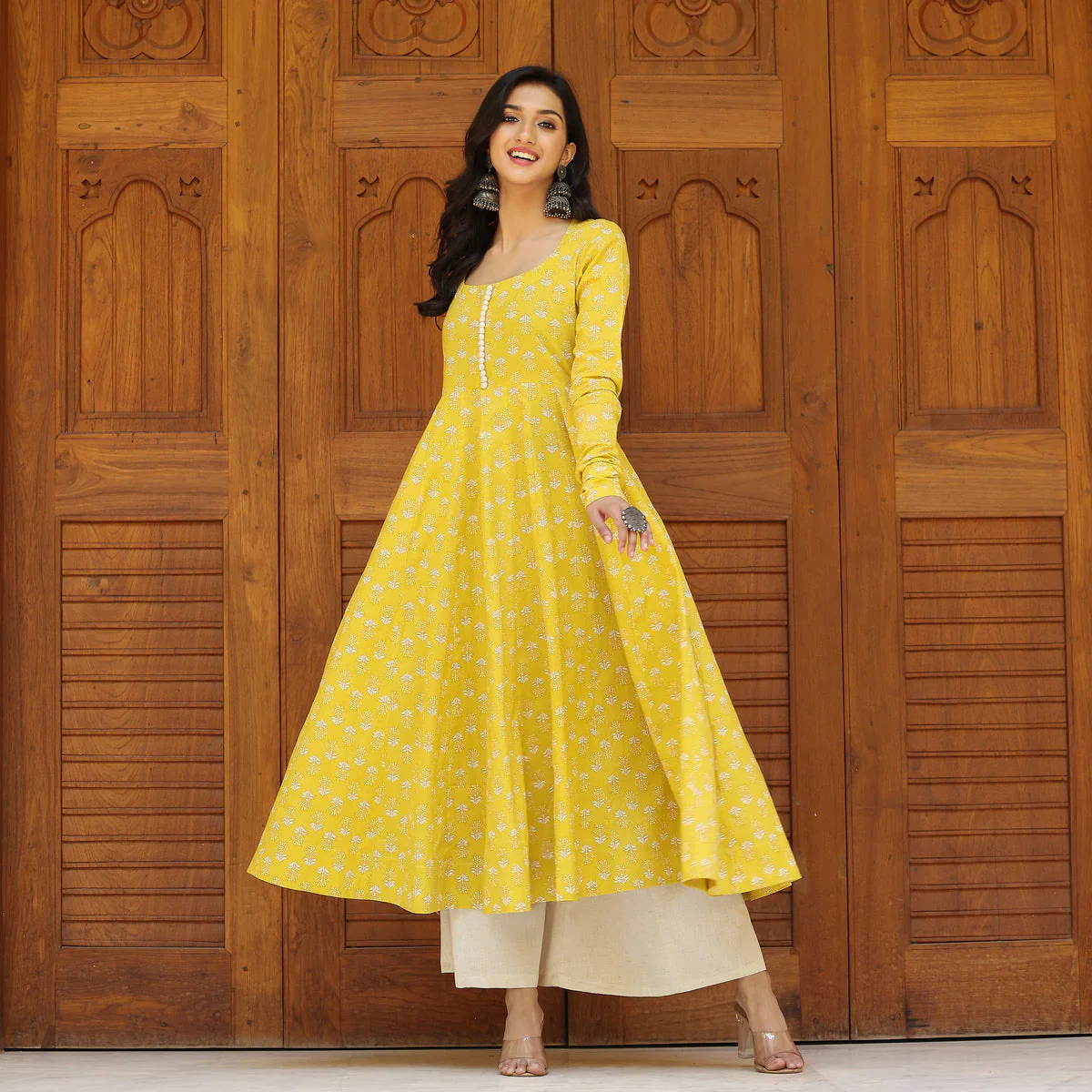 Farida Yellow  Cotton Kurta - Image 6