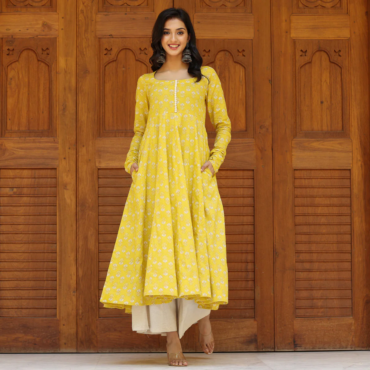 Farida Yellow  Cotton Kurta - Image 8