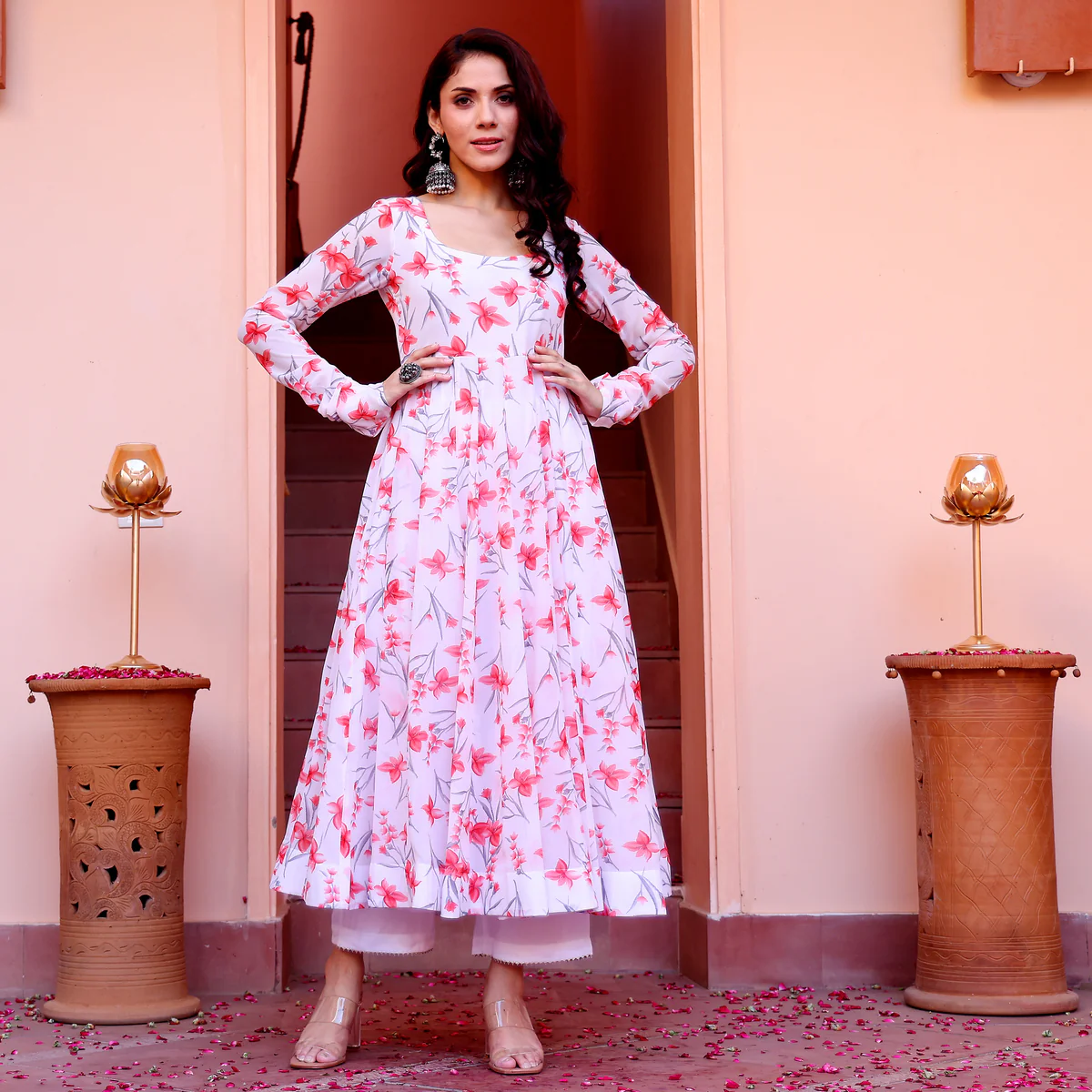 Sofia Flare White Georgette Kurta - Image 2