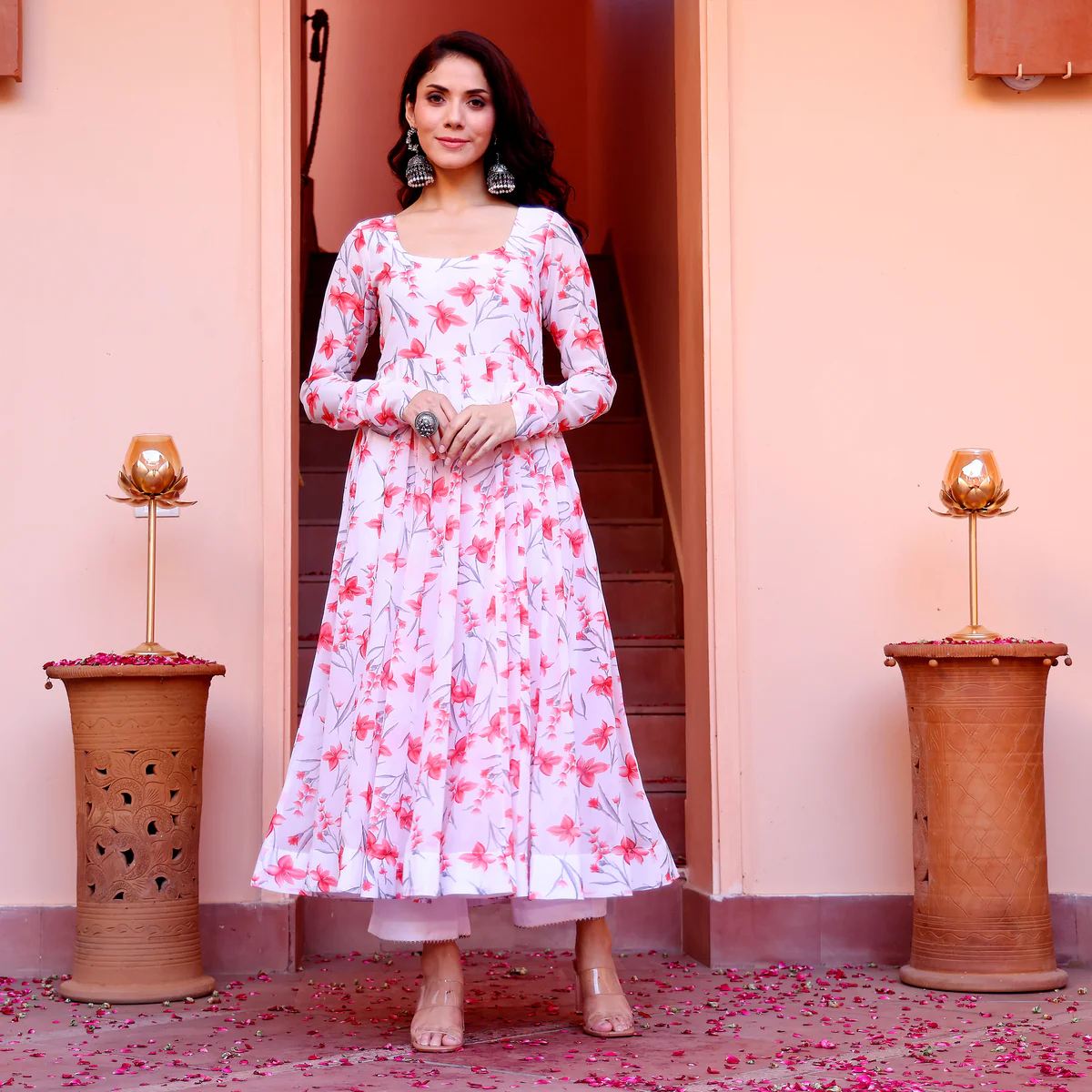 Sofia Flare White Georgette Kurta - Image 3