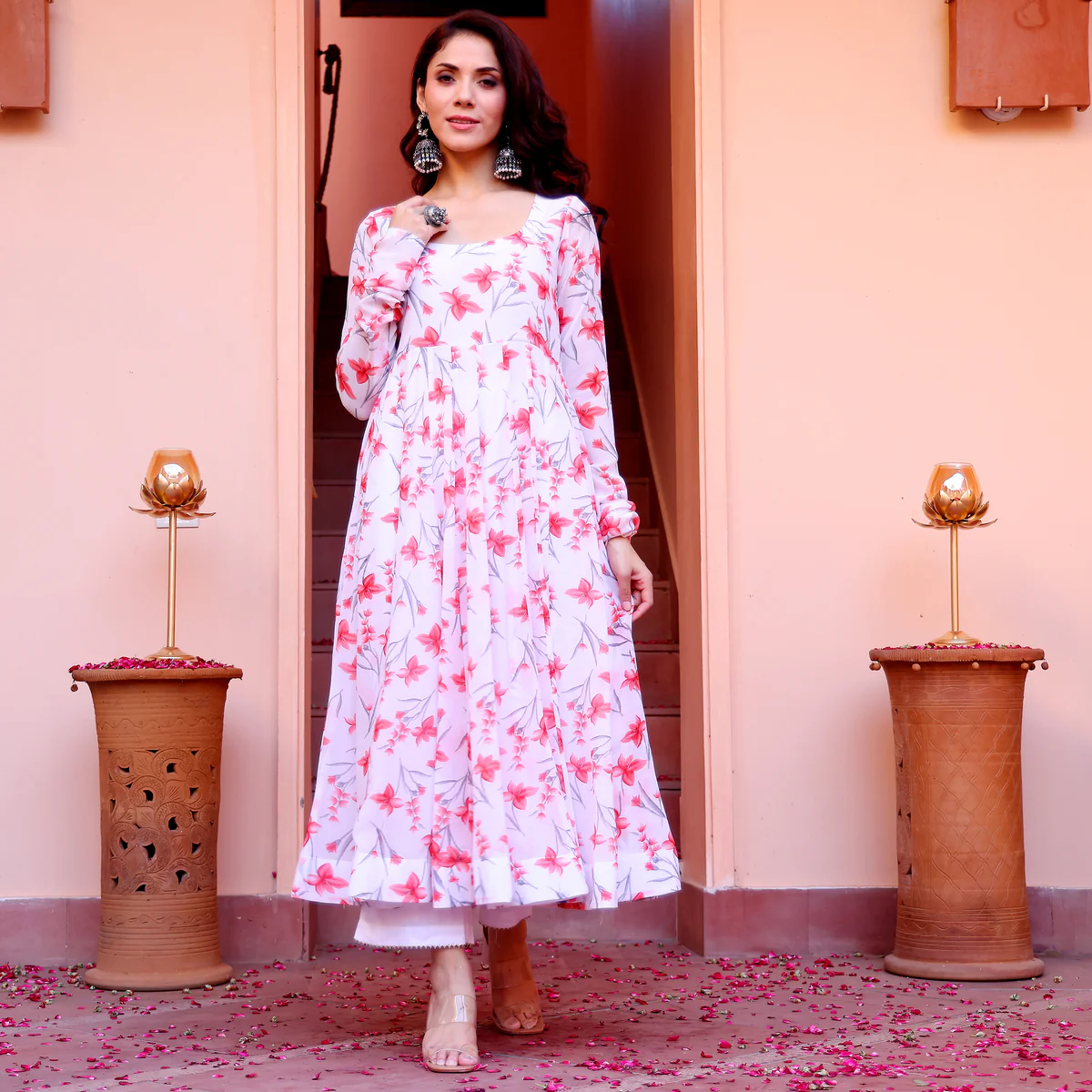 Sofia Flare White Georgette Kurta - Image 4