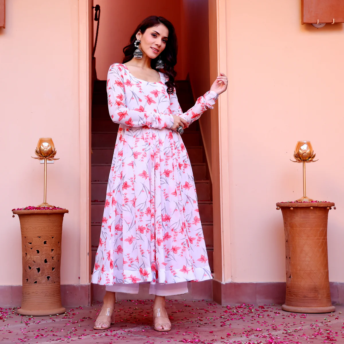 Sofia Flare White Georgette Kurta - Image 6