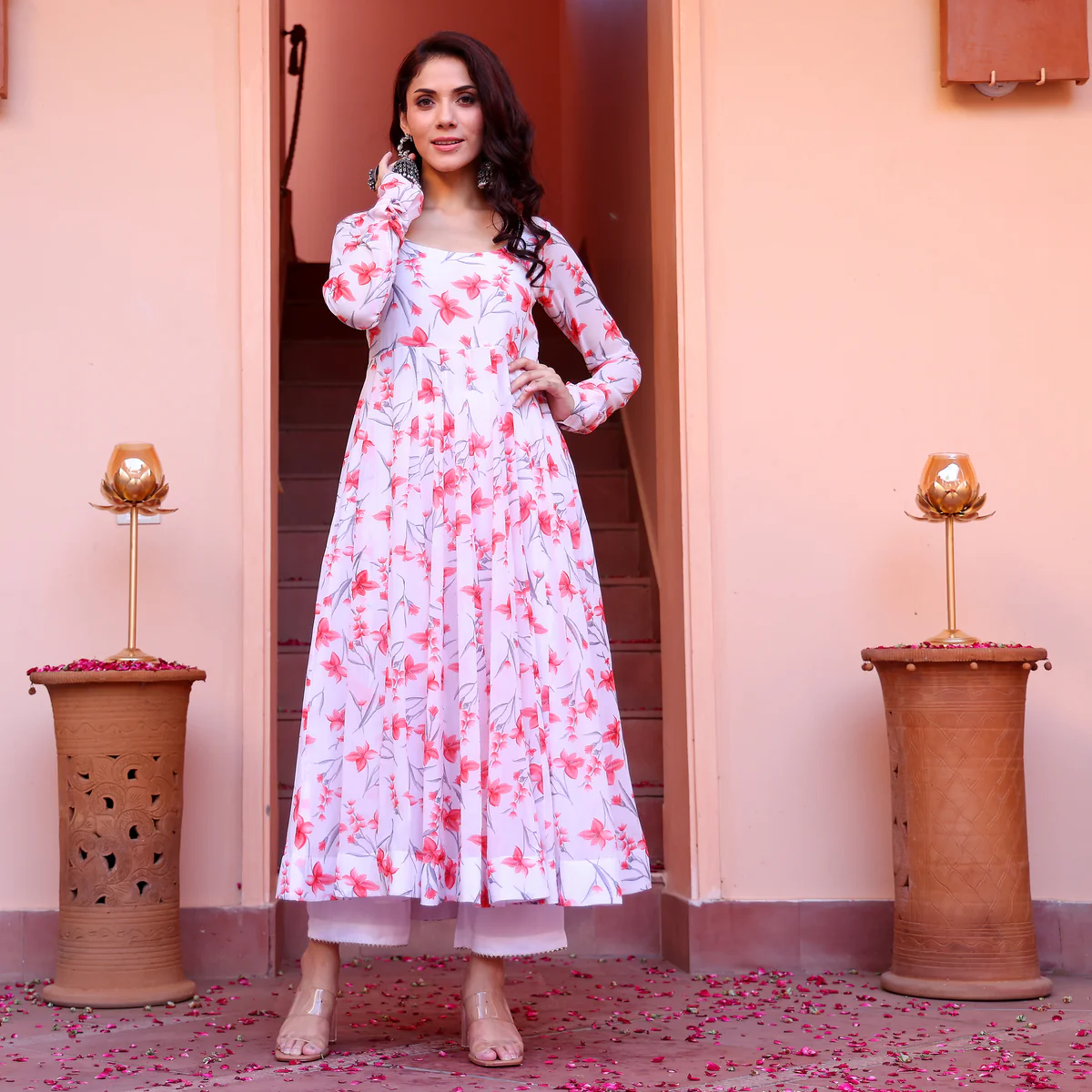 Sofia Flare White Georgette Kurta - Image 7