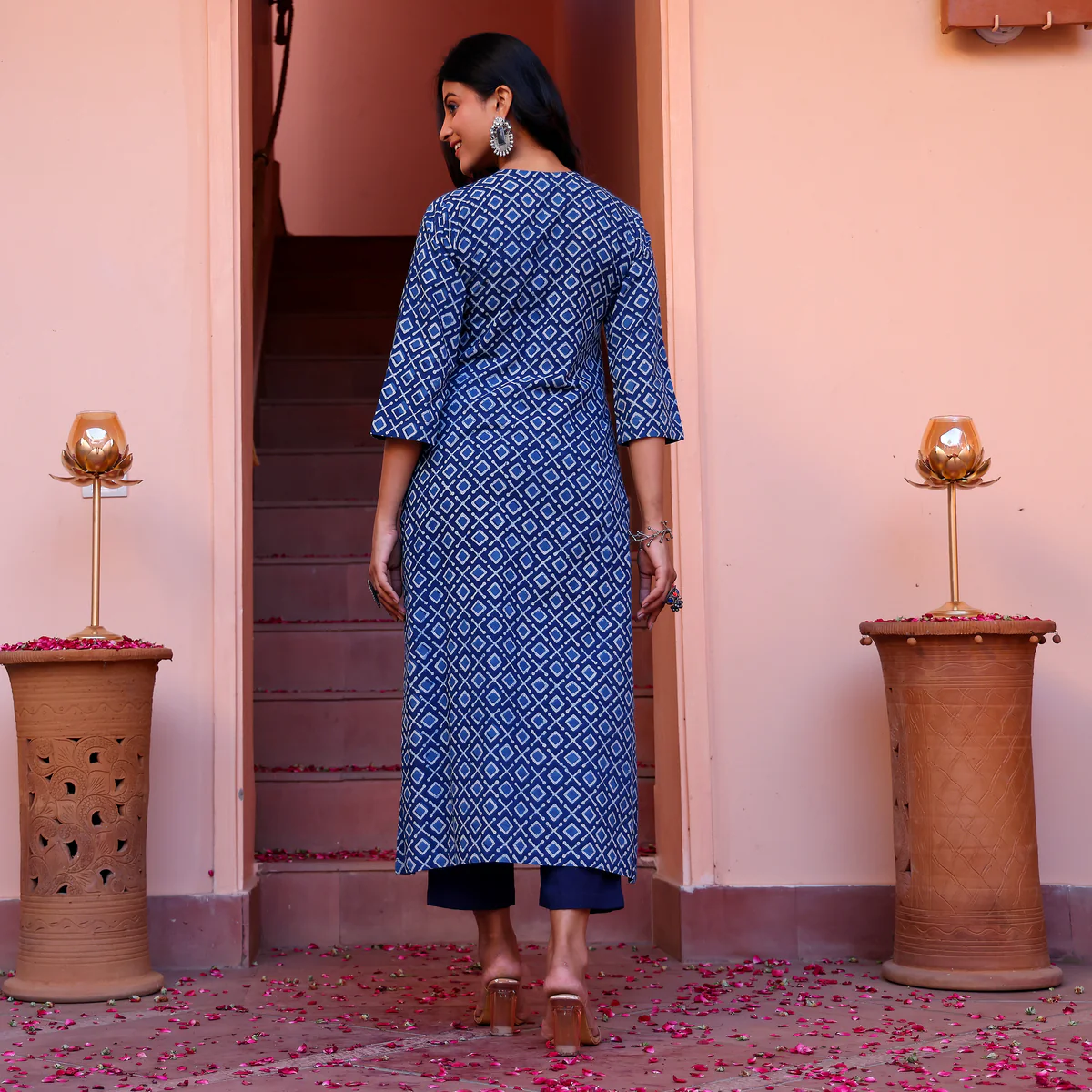 Indigo Naveli Cotton Block Printed Set - Image 9