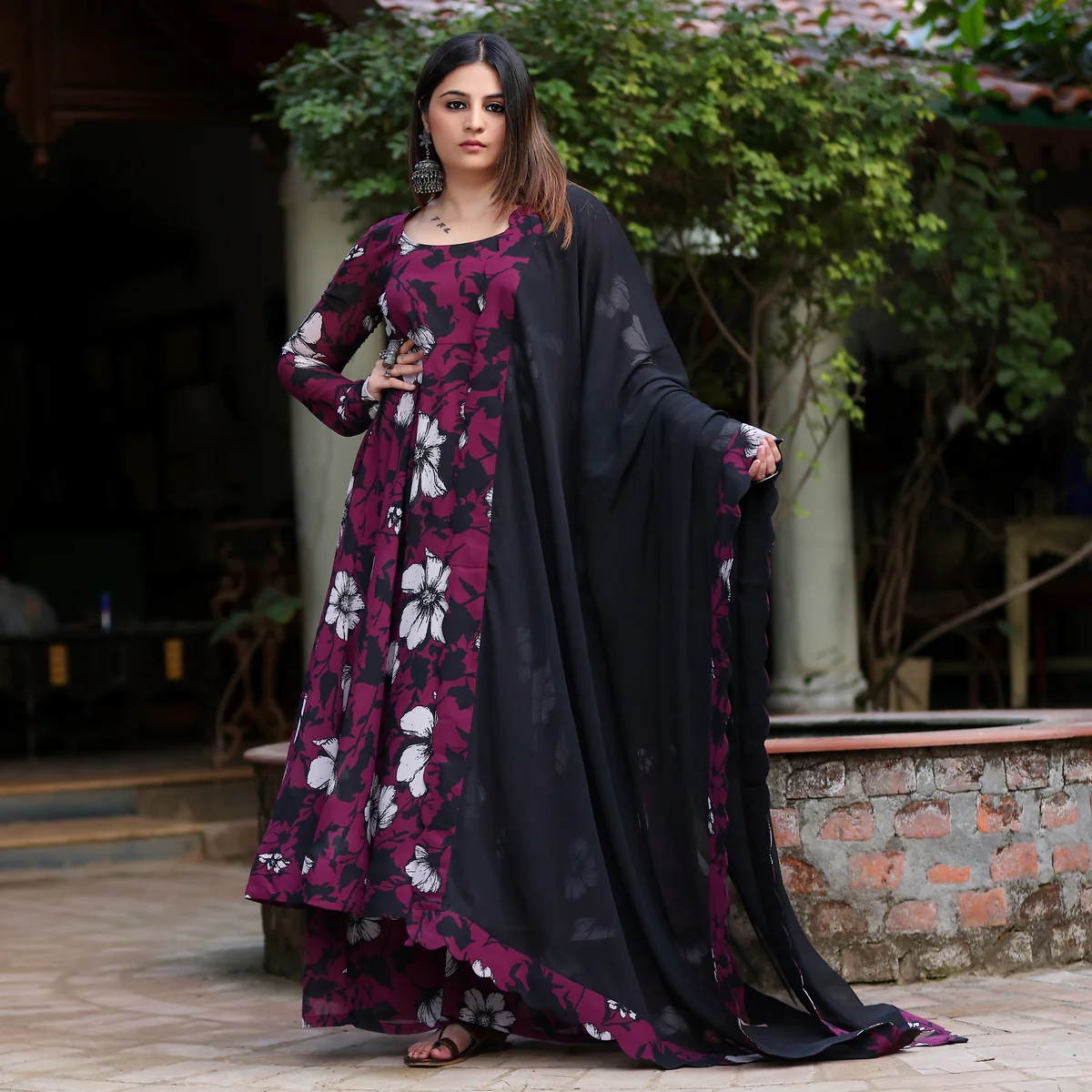 Kadambari Georgette Gher set - Image 5