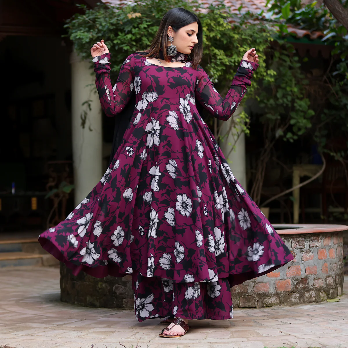 Kadambari Georgette Gher set - Image 6