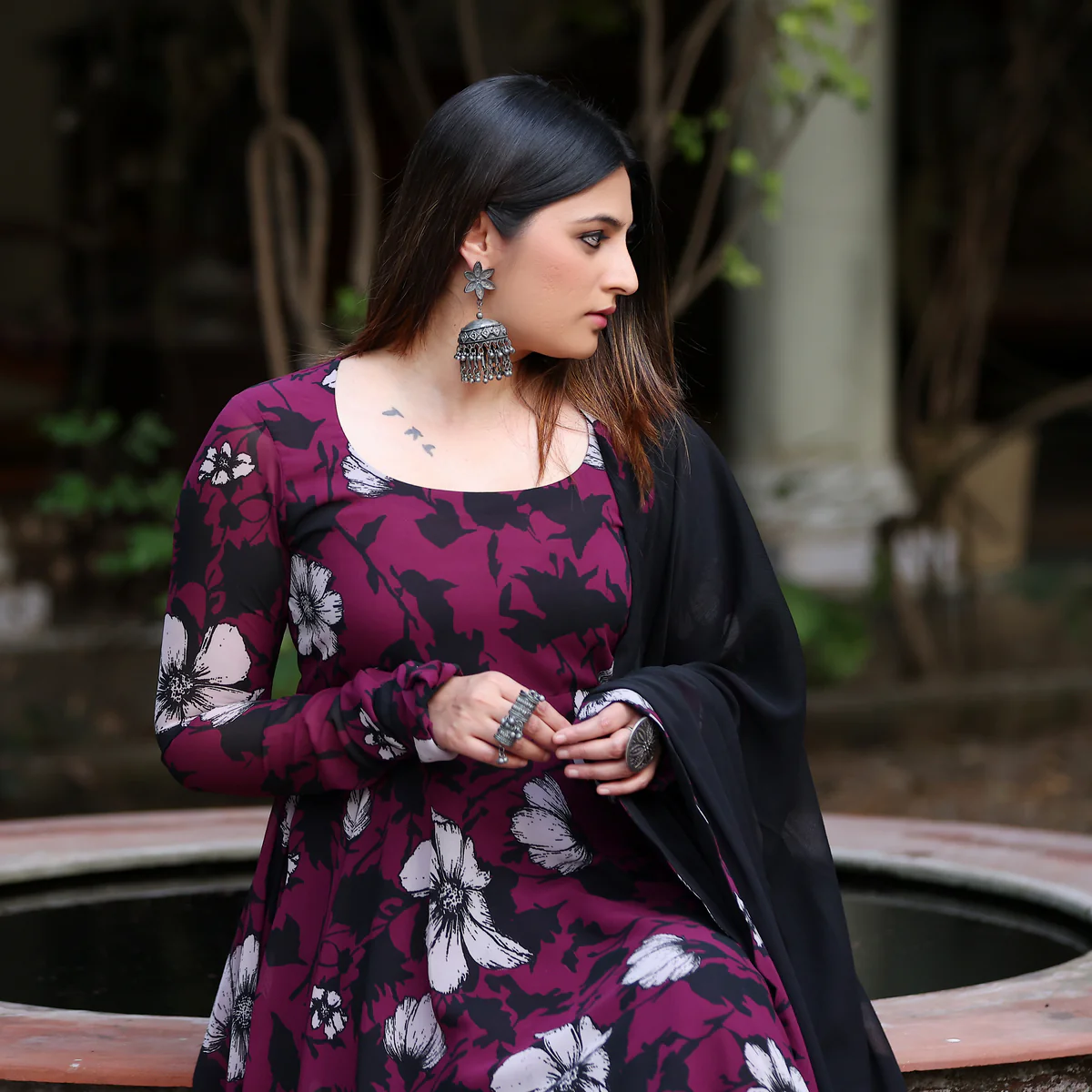 Kadambari Georgette Gher set - Image 7