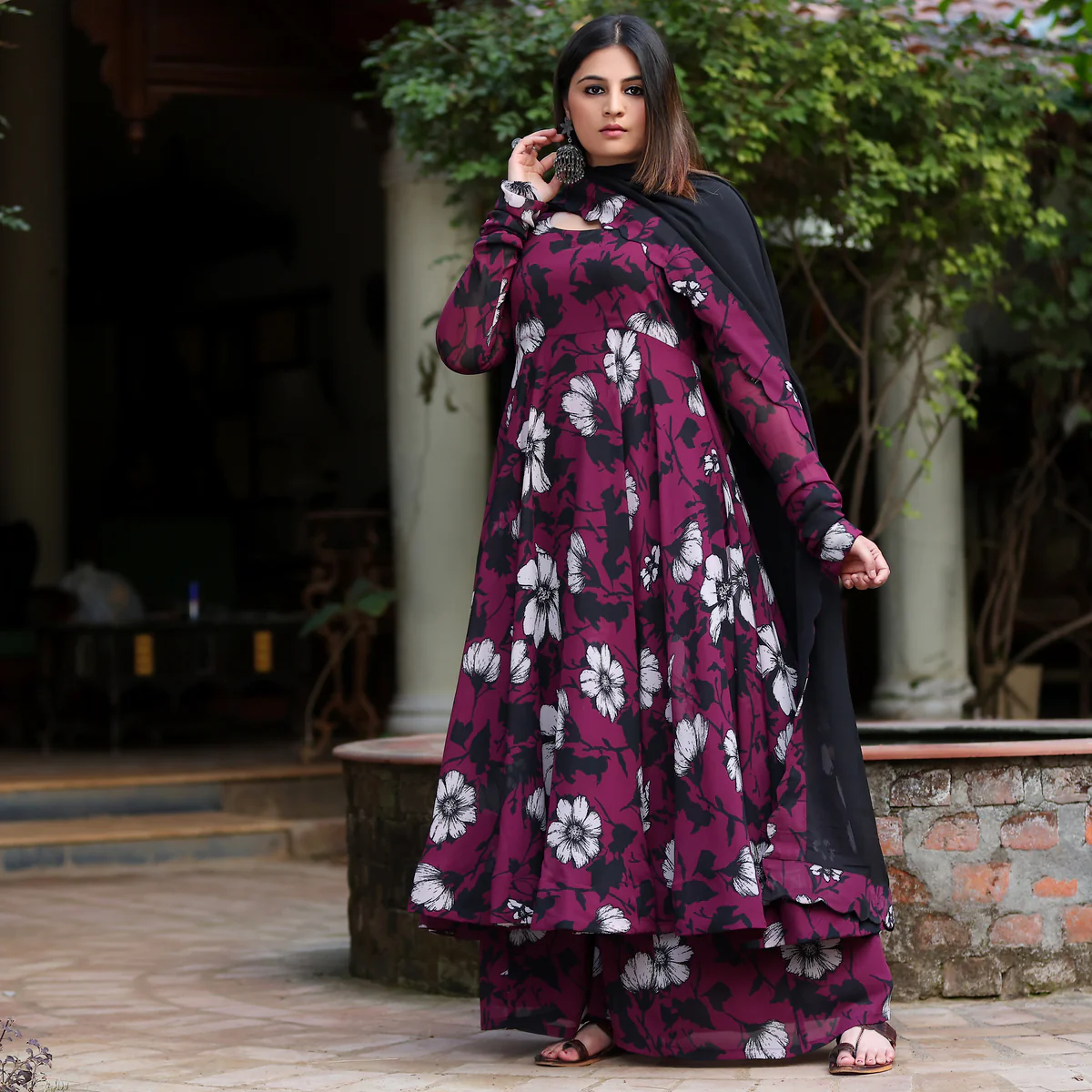 Kadambari Georgette Gher set - Image 9
