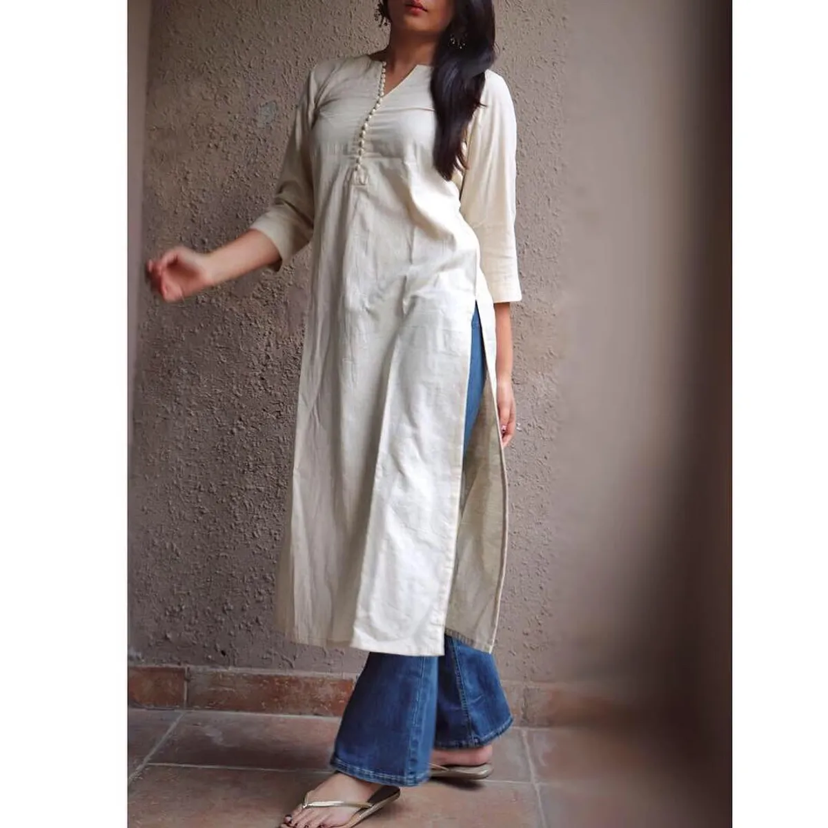 Kamini Khadi Cotton Long Kurta - Image 3