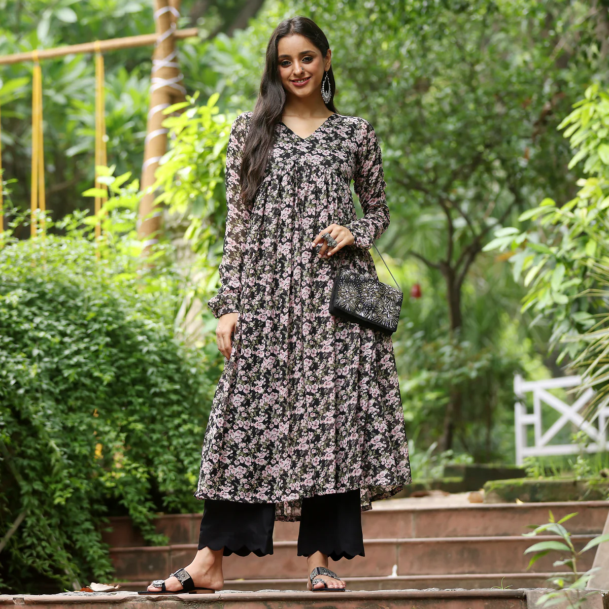 Karuni Floral Georgette Kurta - Image 4