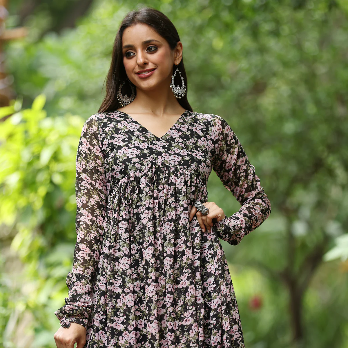 Karuni Floral Georgette Kurta - Image 6