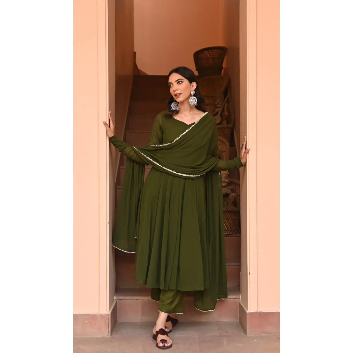 Kasturi Georgette Gher Set - Image 3