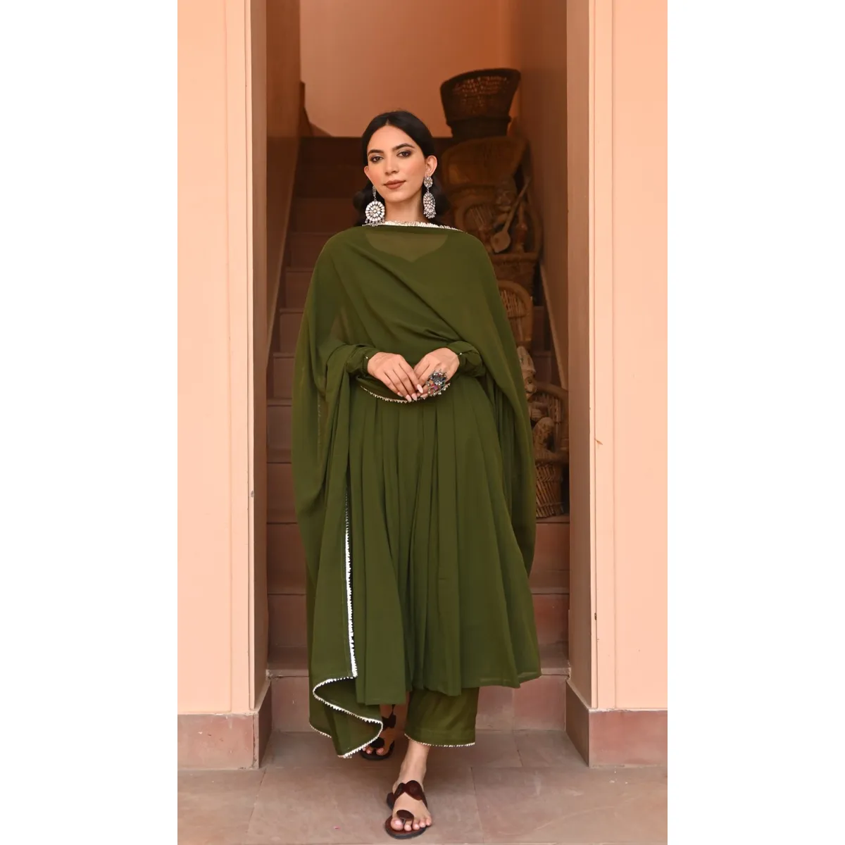 Kasturi Georgette Gher Set - Image 5