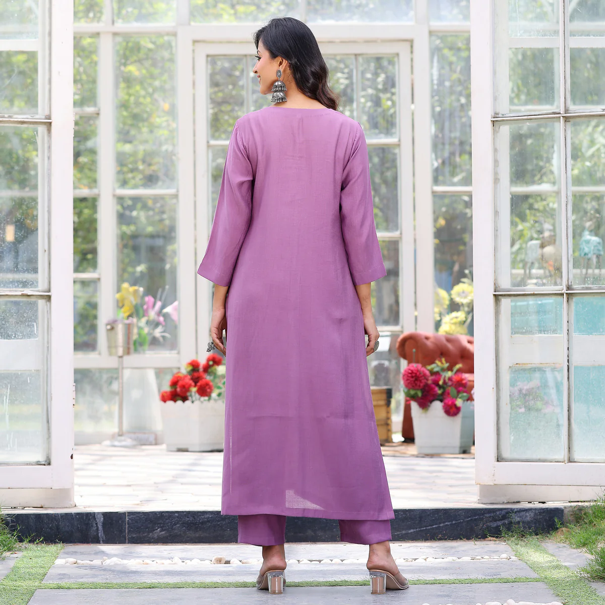 Lilac Elegant Rayon Cotton  Co-Ord Set - Image 11