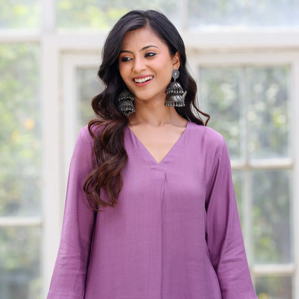 Lilac Elegant Rayon Cotton  Co-Ord Set - Image 9