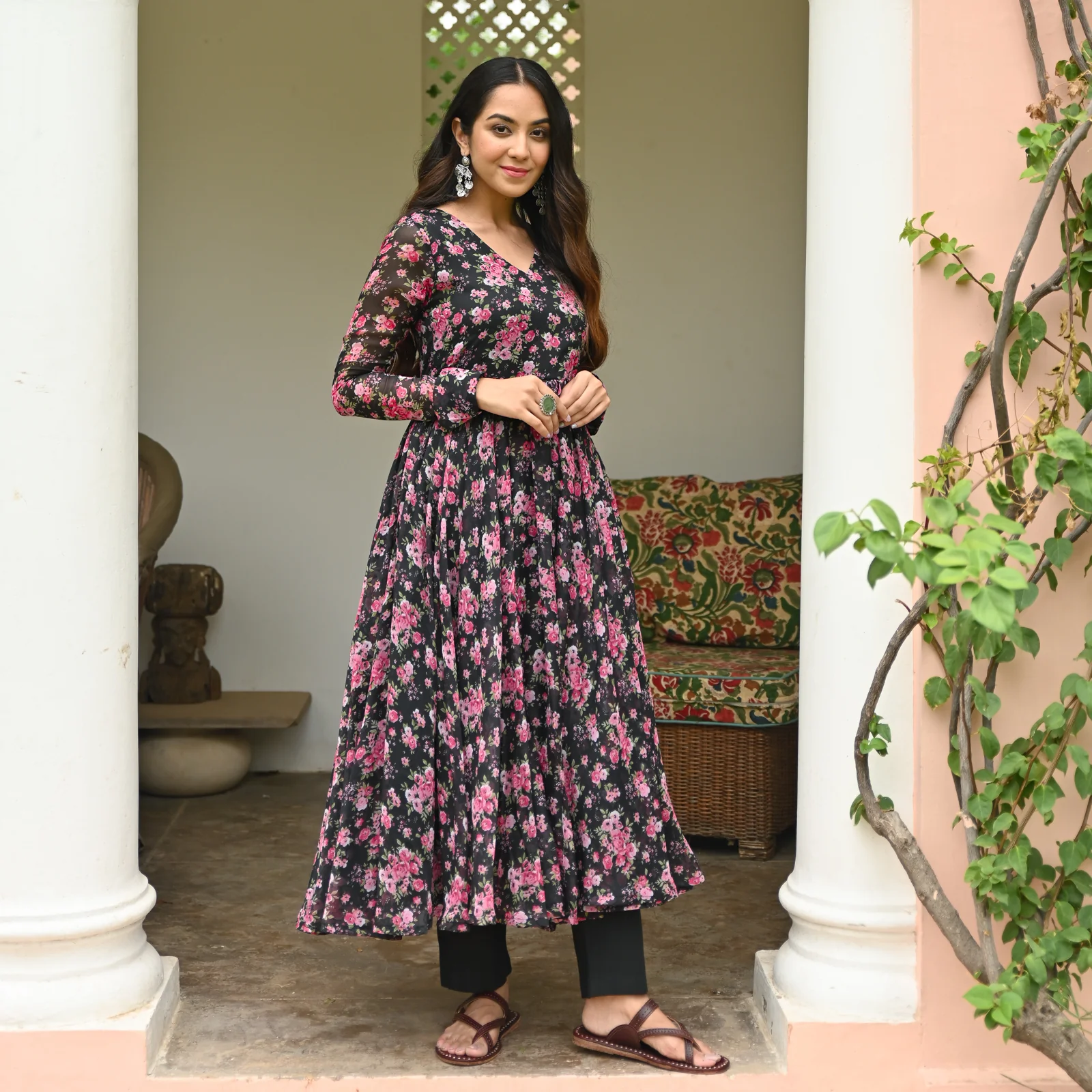 Maya Floral Chiffon Kurta - Image 4
