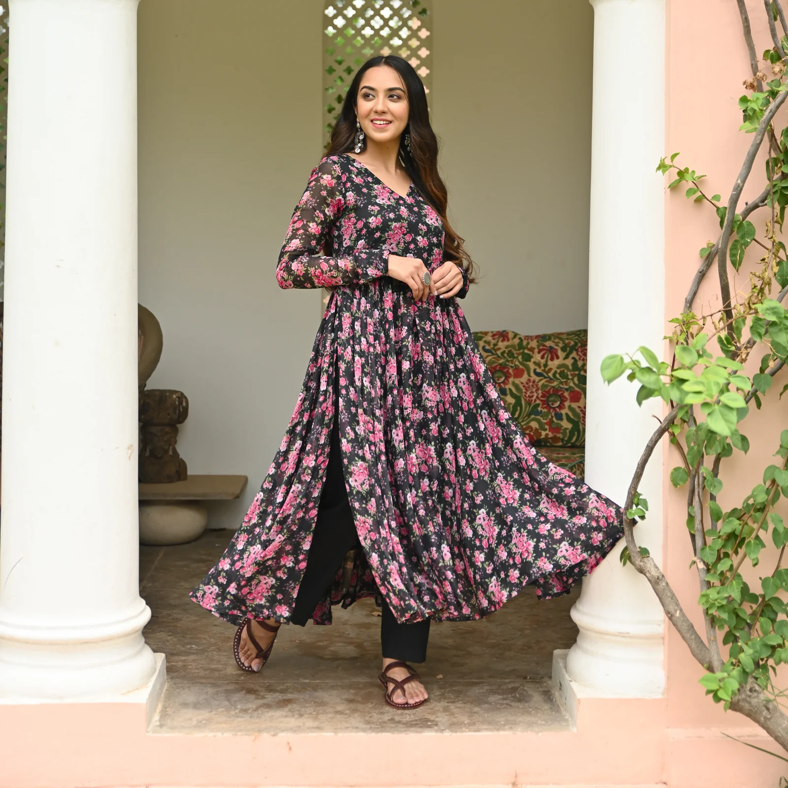 Maya Floral Chiffon Kurta - Image 6