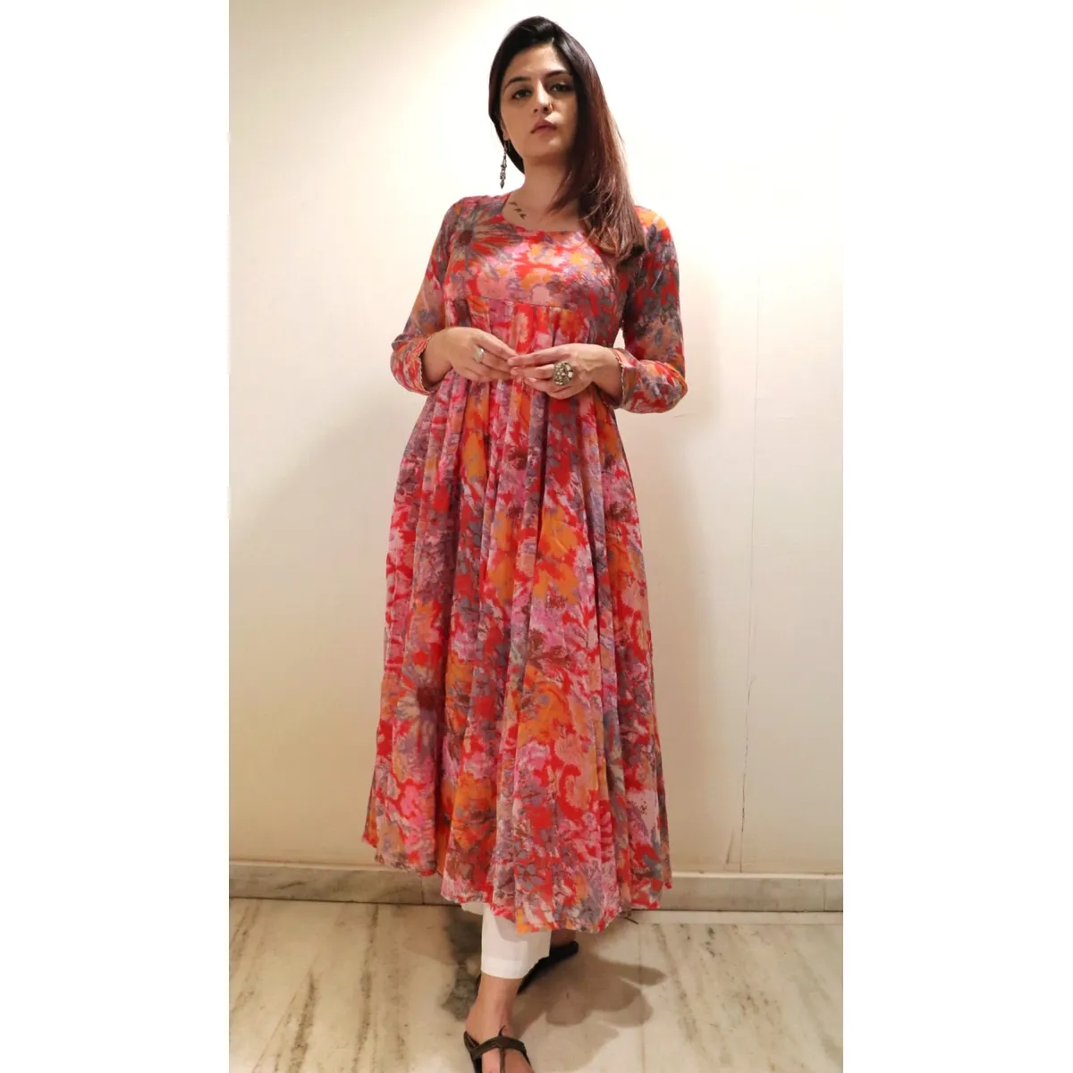 Mitali Floral Georgette Kurta - Image 3